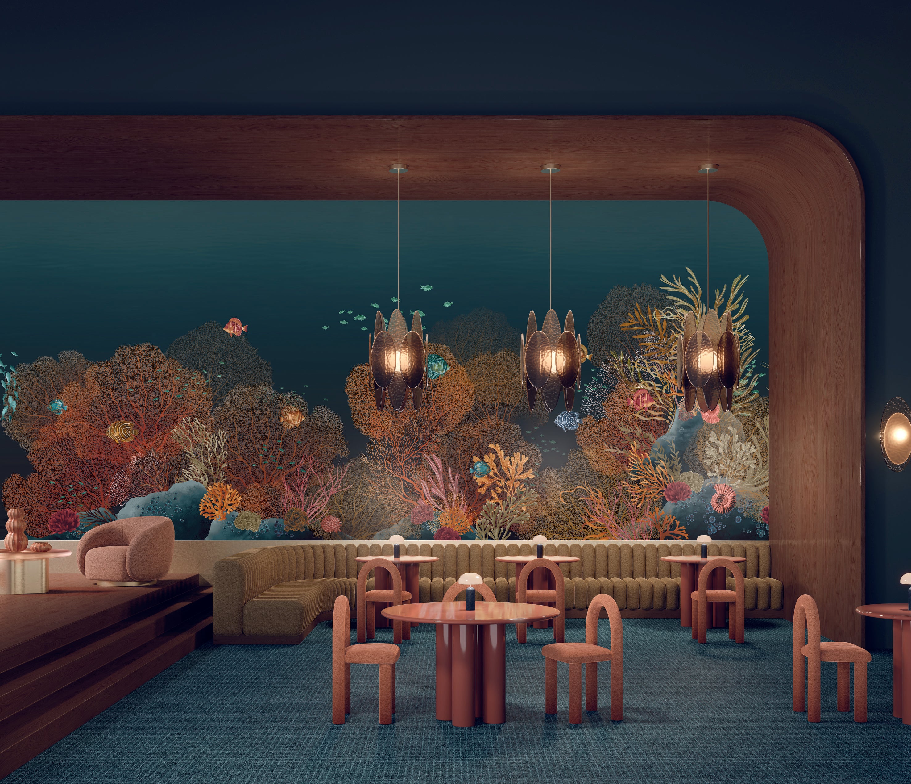 Wandbild mit maritimem Motiv POLYNESIEN - MARINE/MULTICO dunkelblau mit braun