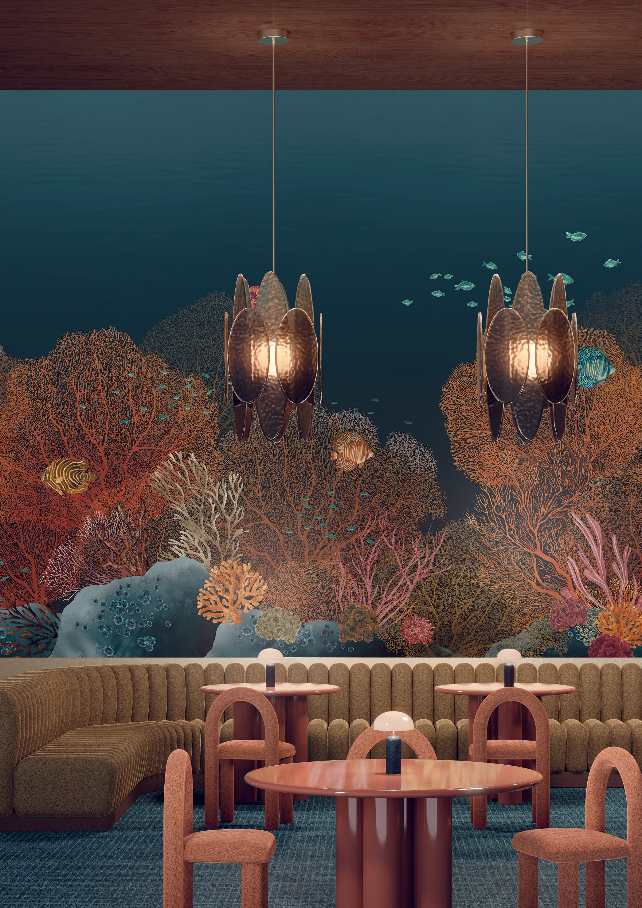 Wandbild mit maritimem Motiv POLYNESIEN - MARINE/MULTICO dunkelblau mit braun