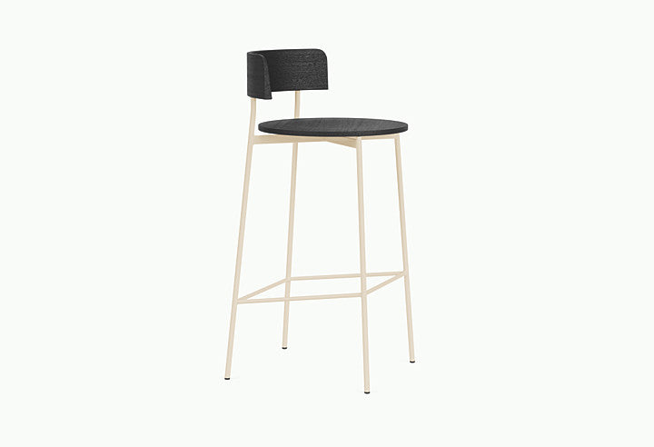 FRIDAY Bar Stool Black with Beige Base