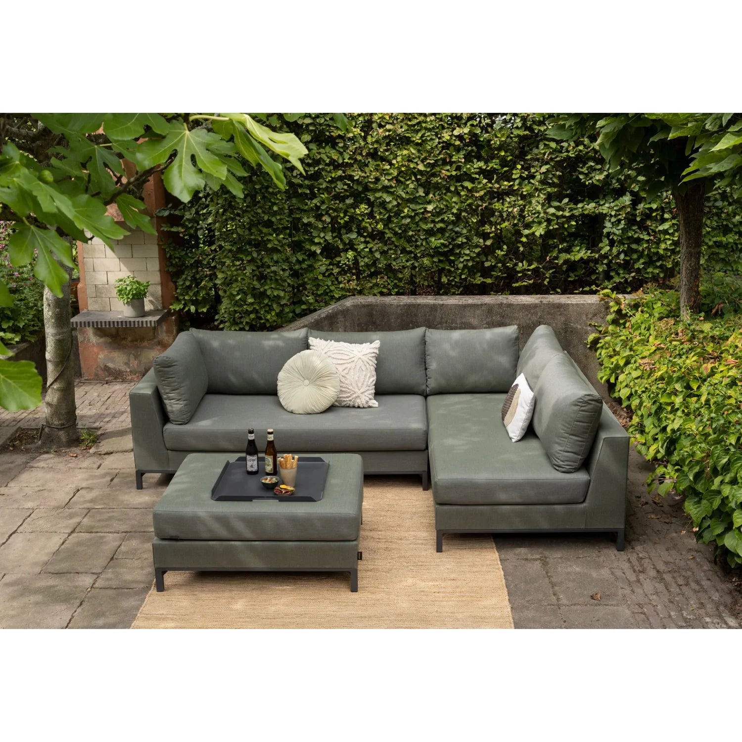 Right-facing garden corner sofa SICILIE green