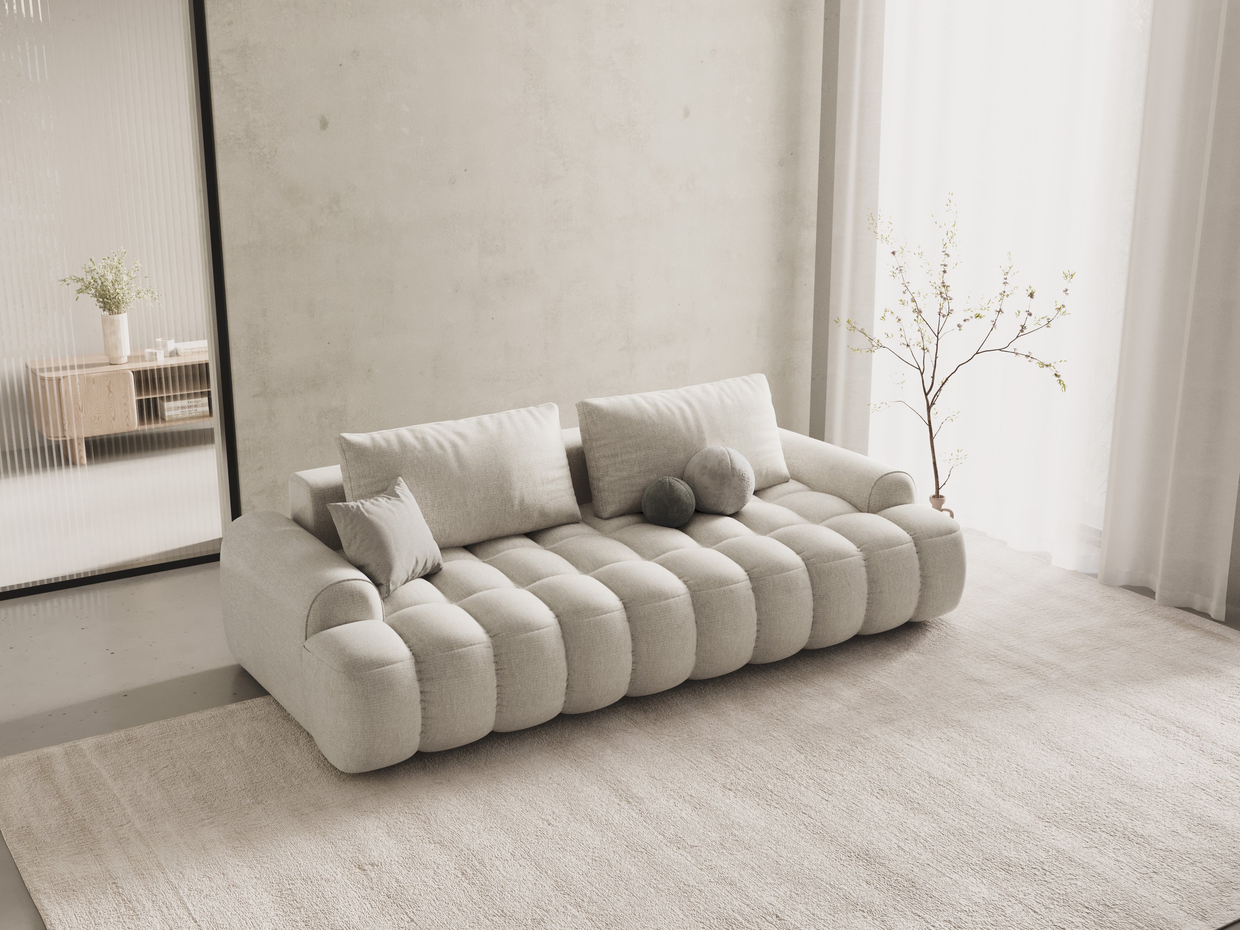 Sofa mit Schlaffunktion für 4 Personen LINZ cremefarben