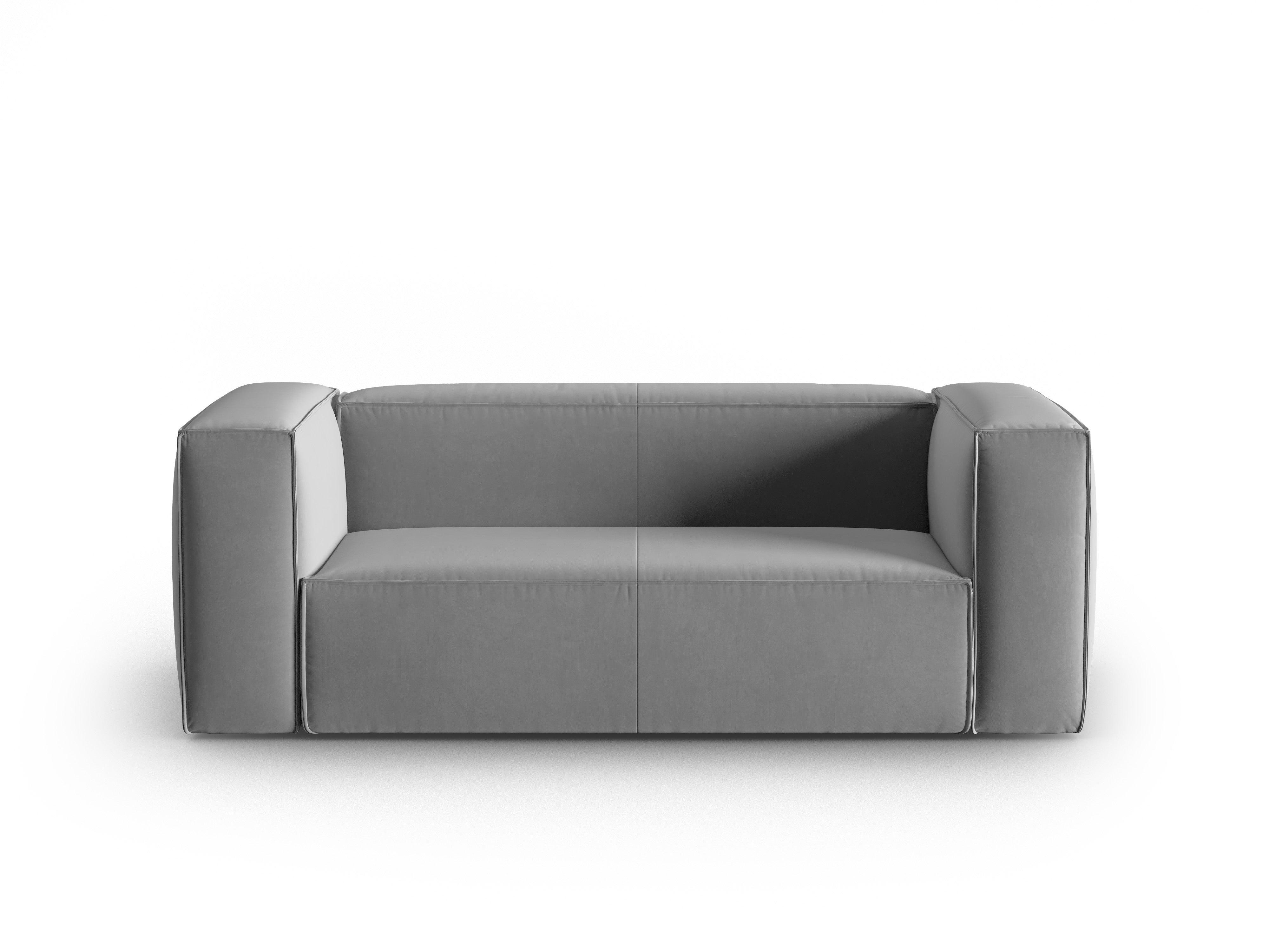 Velvet 2-seater sofa MACKAY light grey