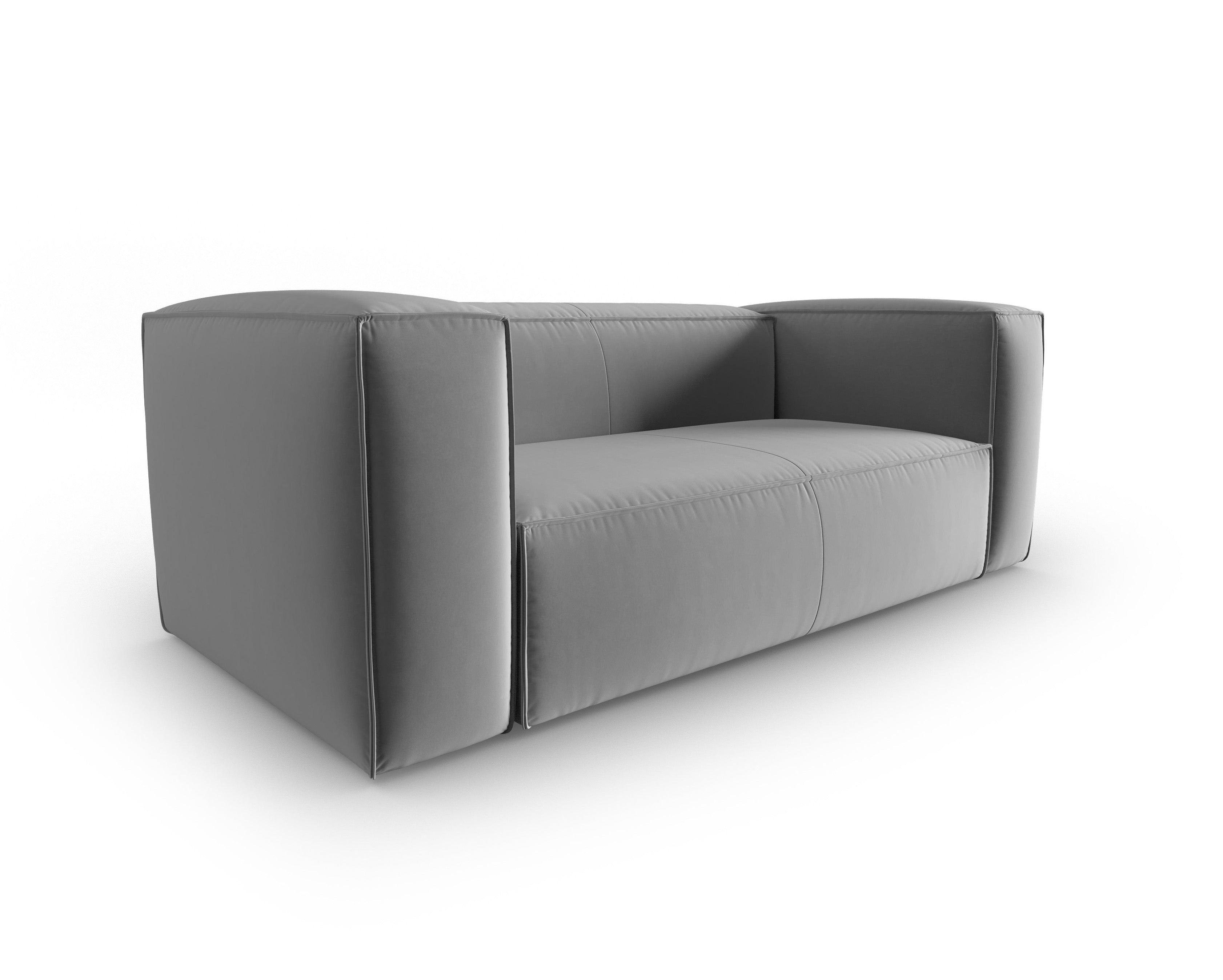 Velvet 2-seater sofa MACKAY light grey