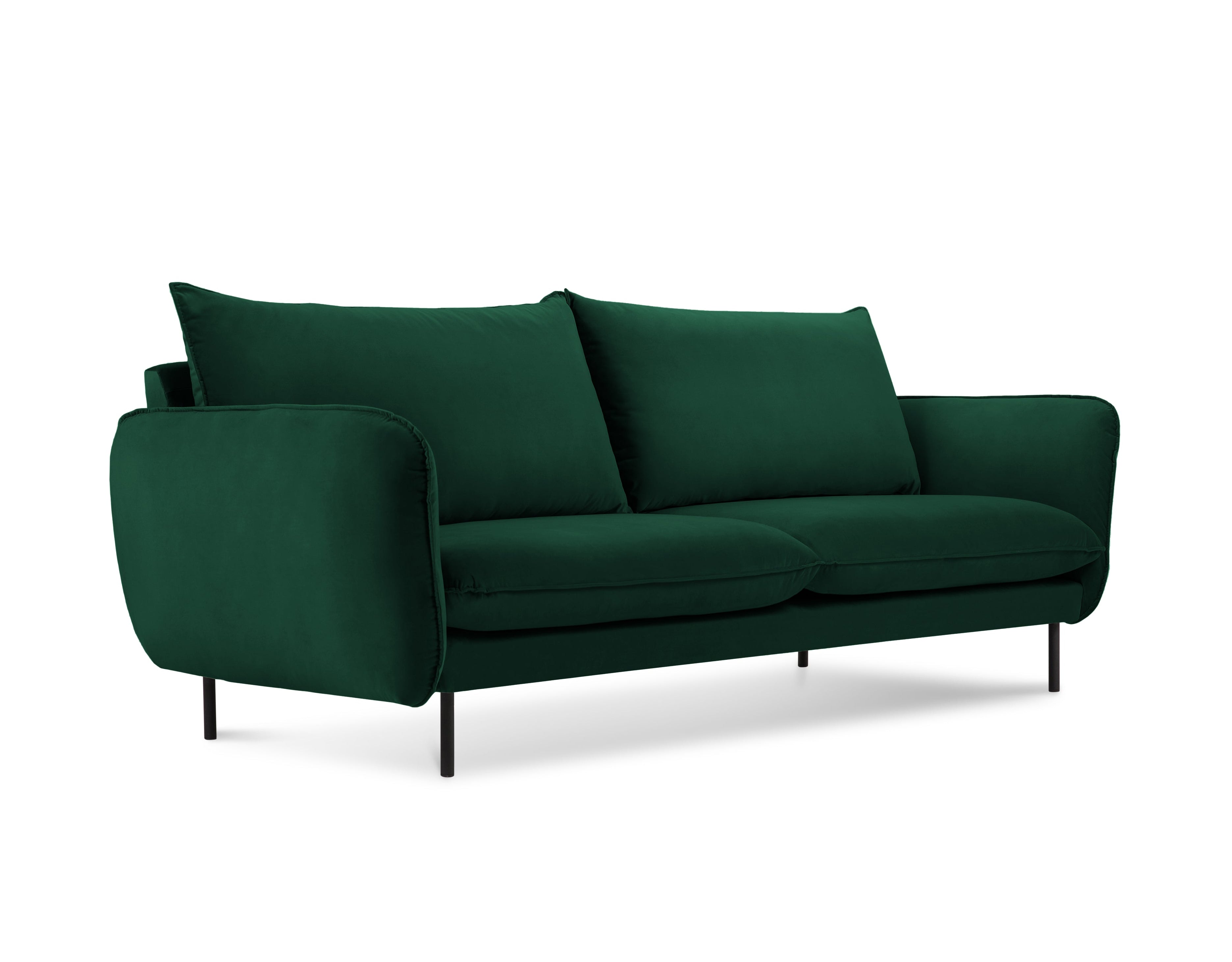 Velvet 2-seater Sofa VIENNA bottle green with black base