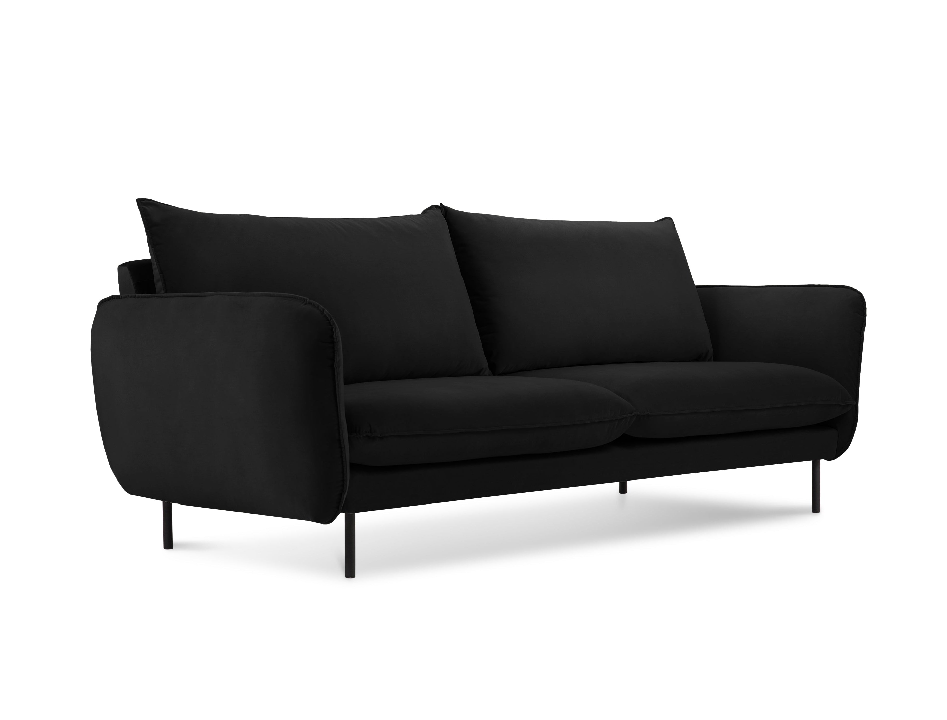 Velvet 2-seater Sofa VIENNA black with black base