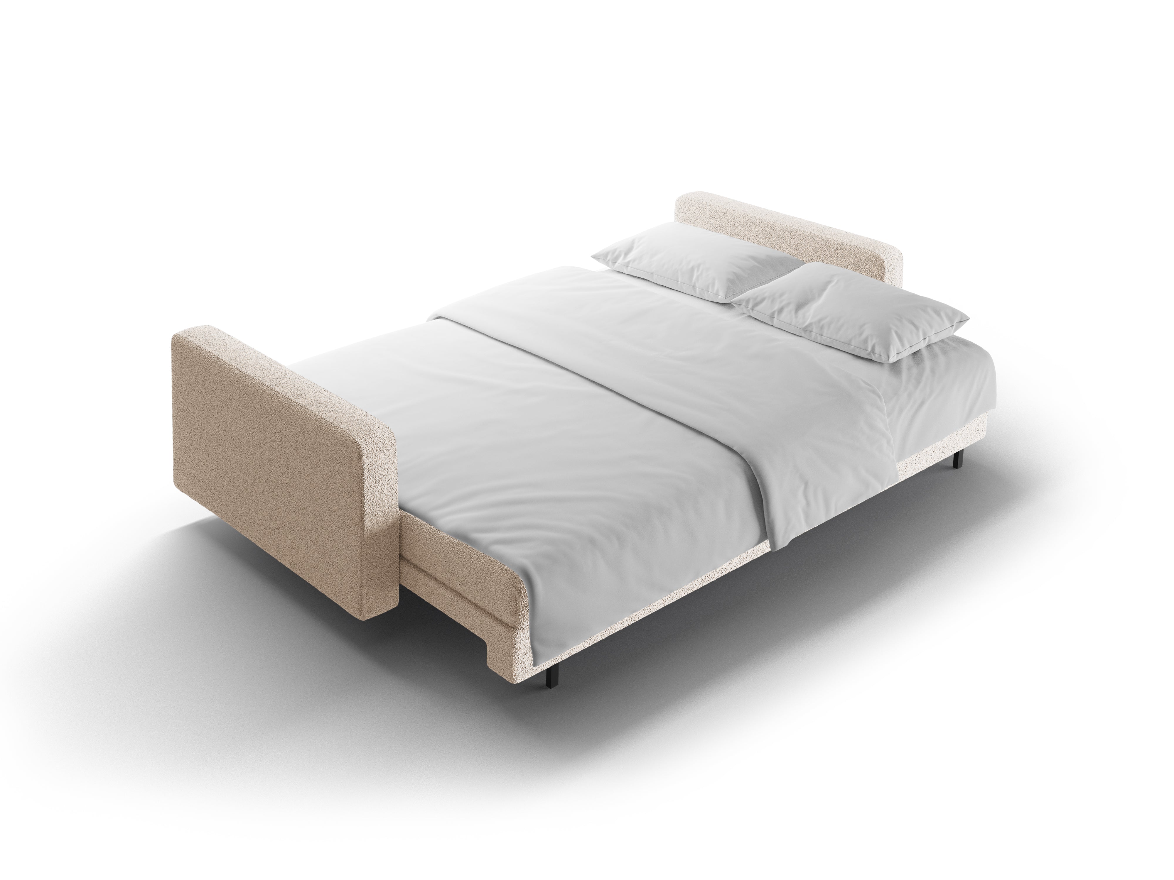 3-Sitzer Sofa mit Schlaffunktion BALI beige Bouclé mit schwarzem Untergestell