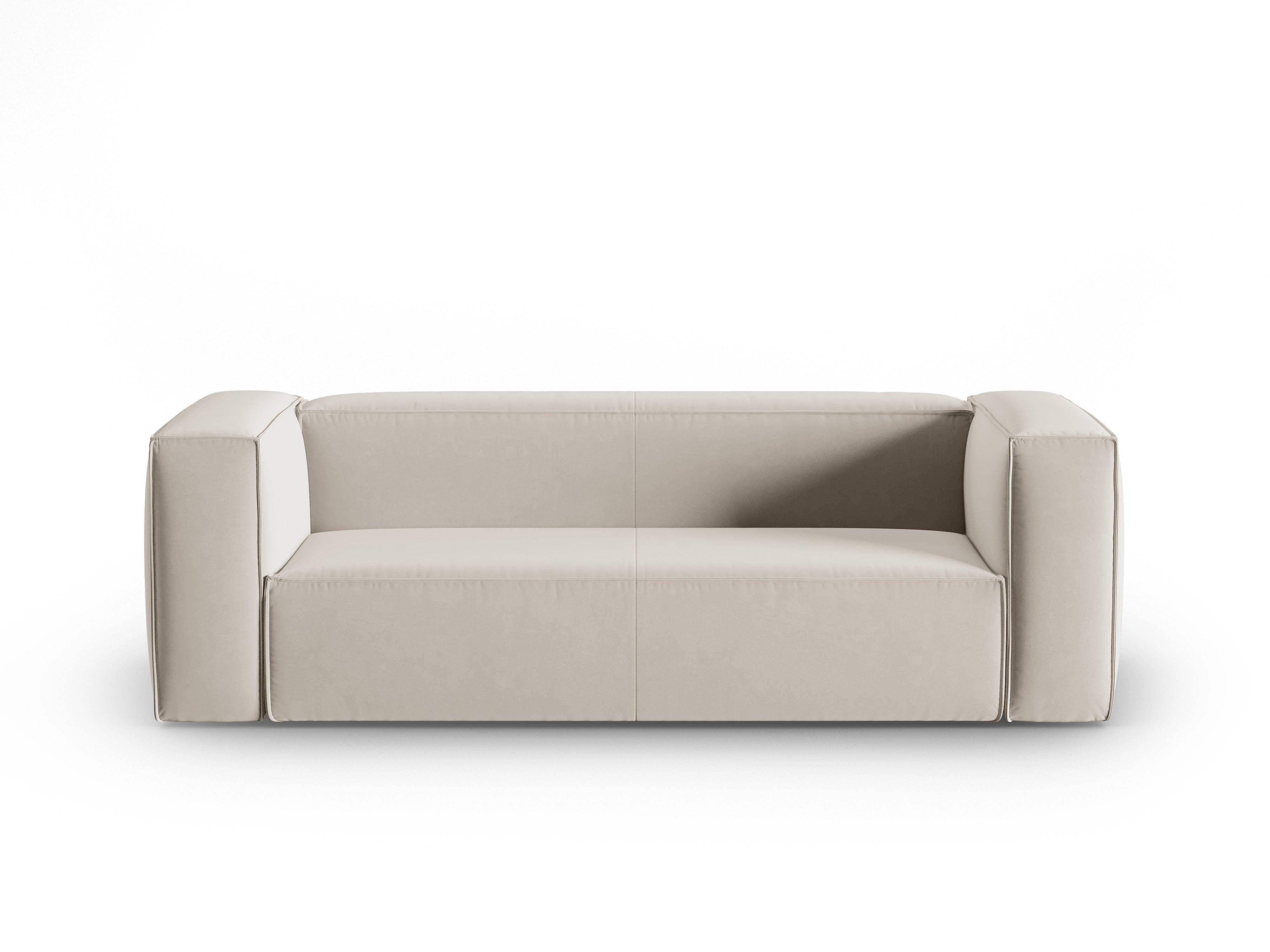 Velvet 3-seater sofa MACKAY light beige