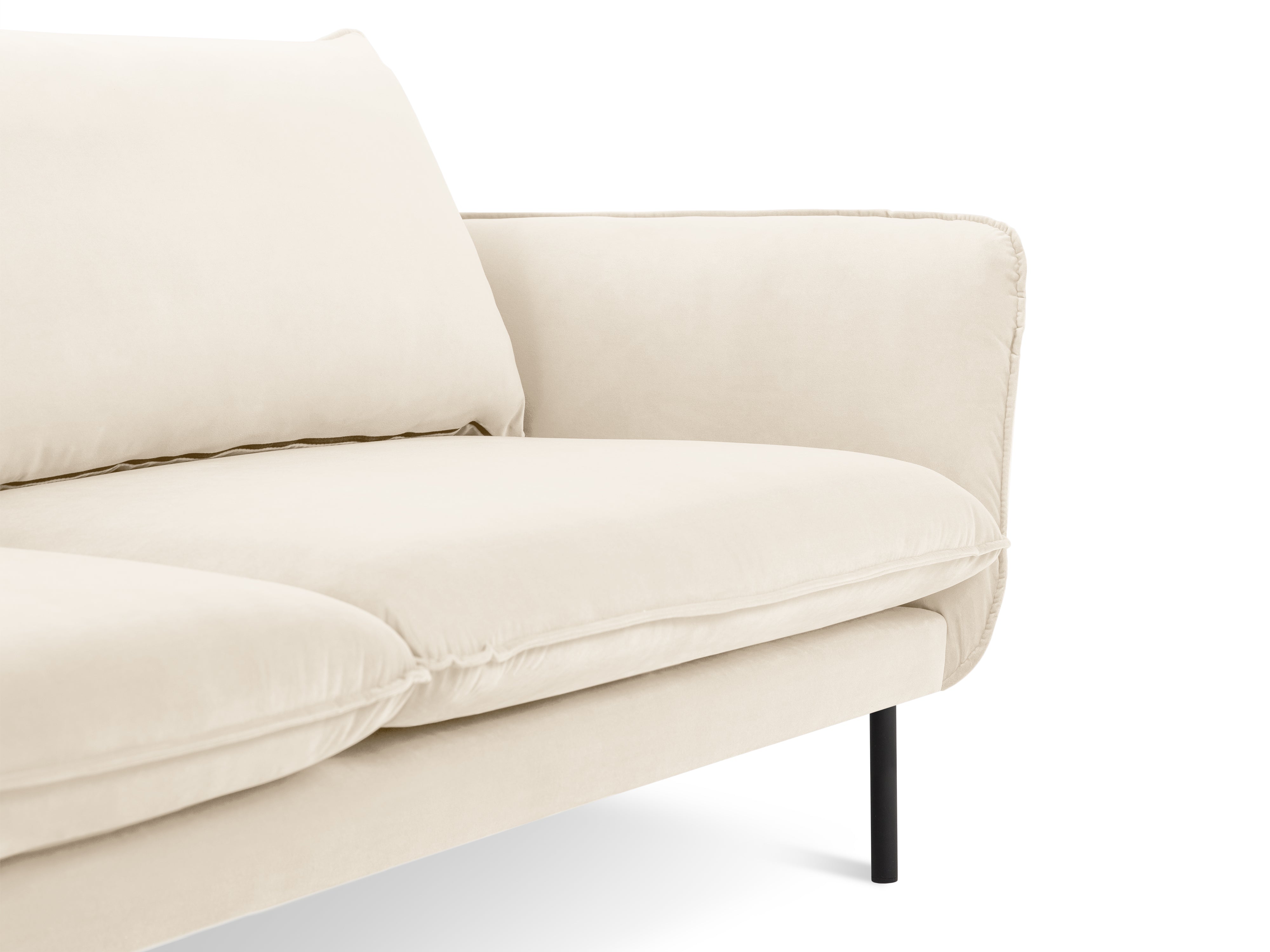 Velvet sofa 3-seater VIENNA beige with black base