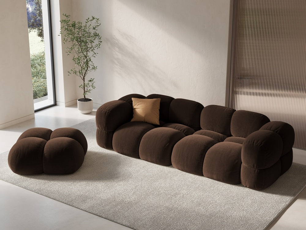 Sofa für 4 Personen aus Samt LORETTO schokoladenbraun