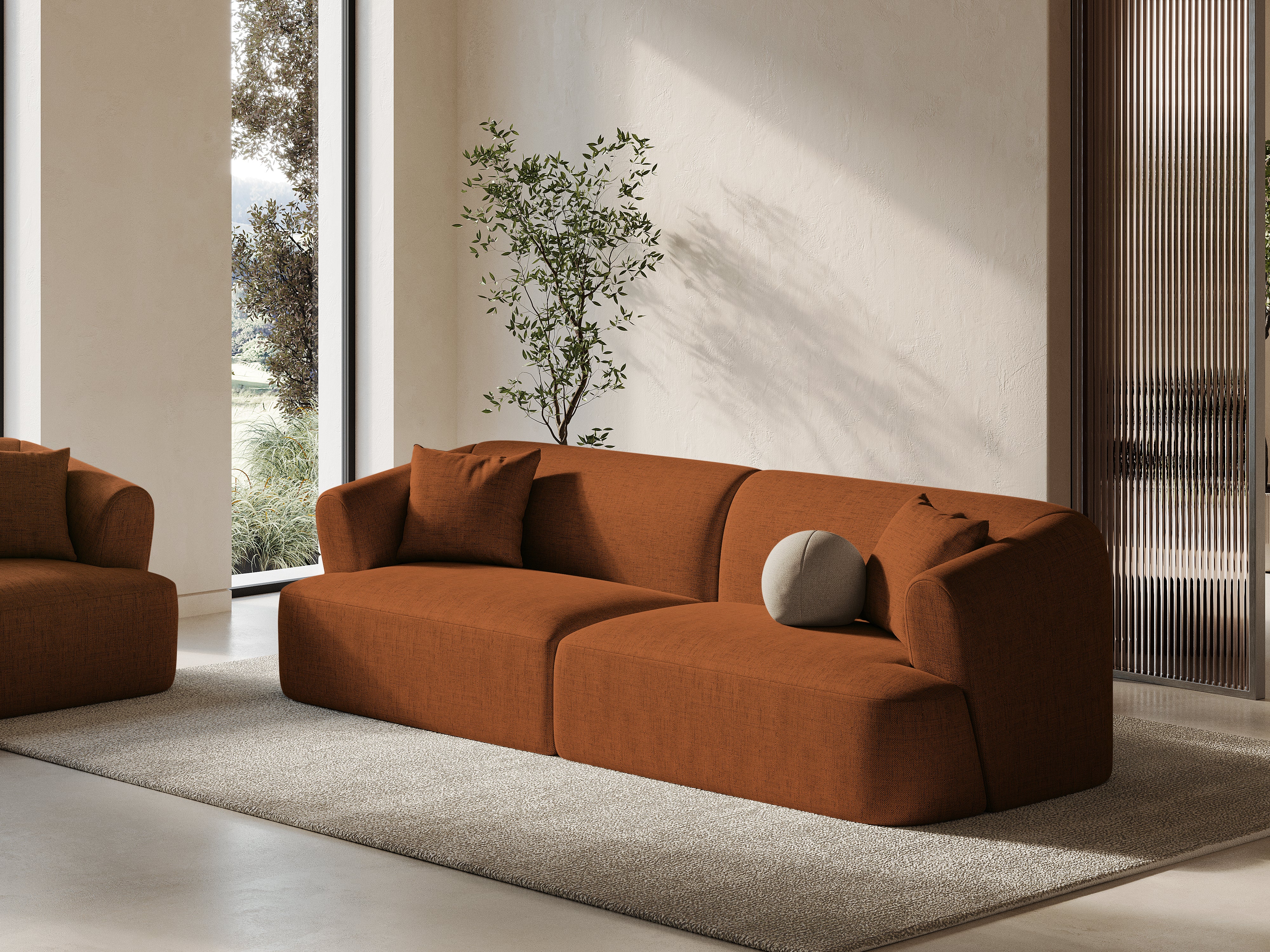 Sofa 4-sitzig CAMPI ziegelrot Chenille