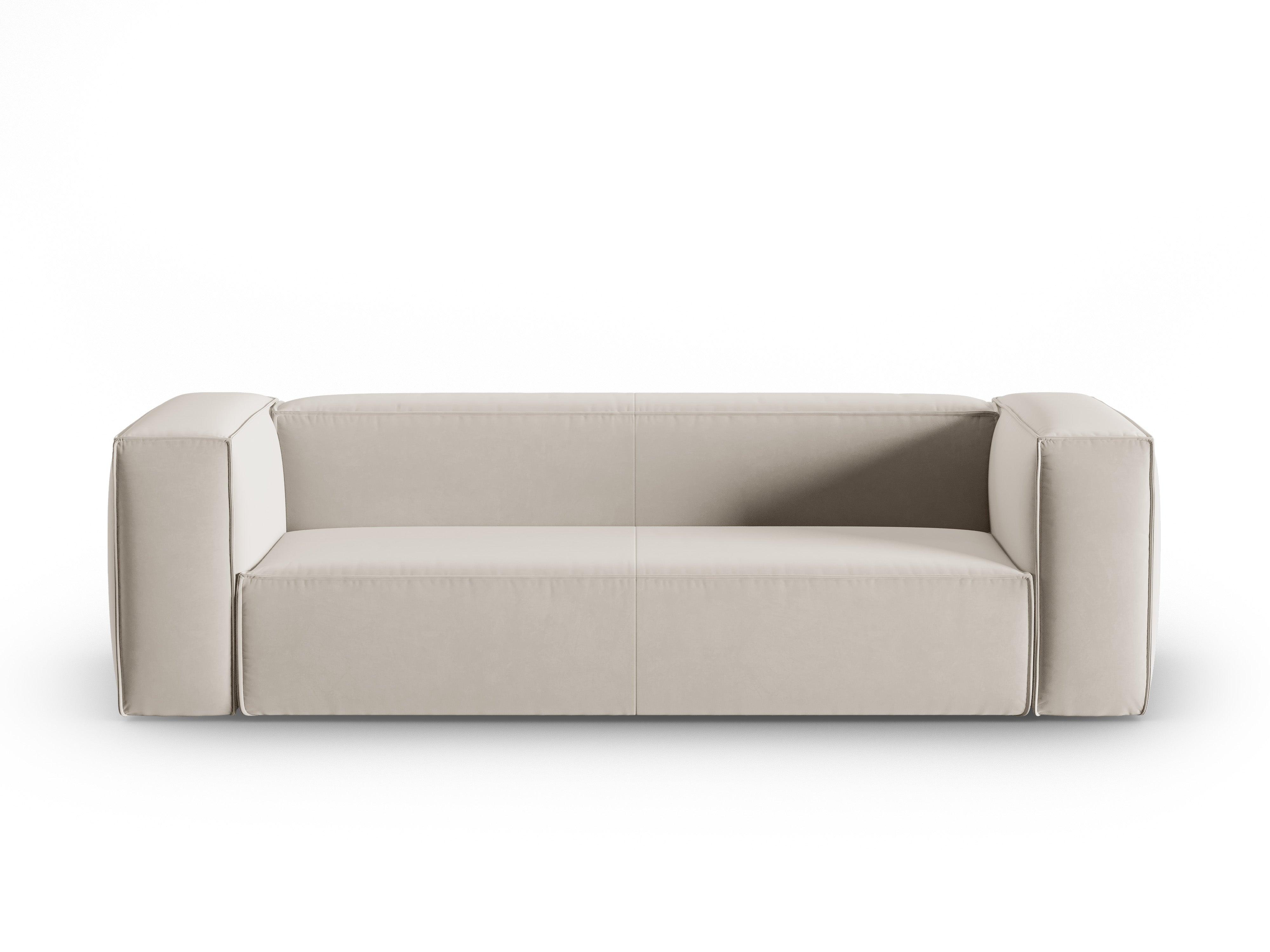 Velvet 4-seater sofa MACKAY light beige