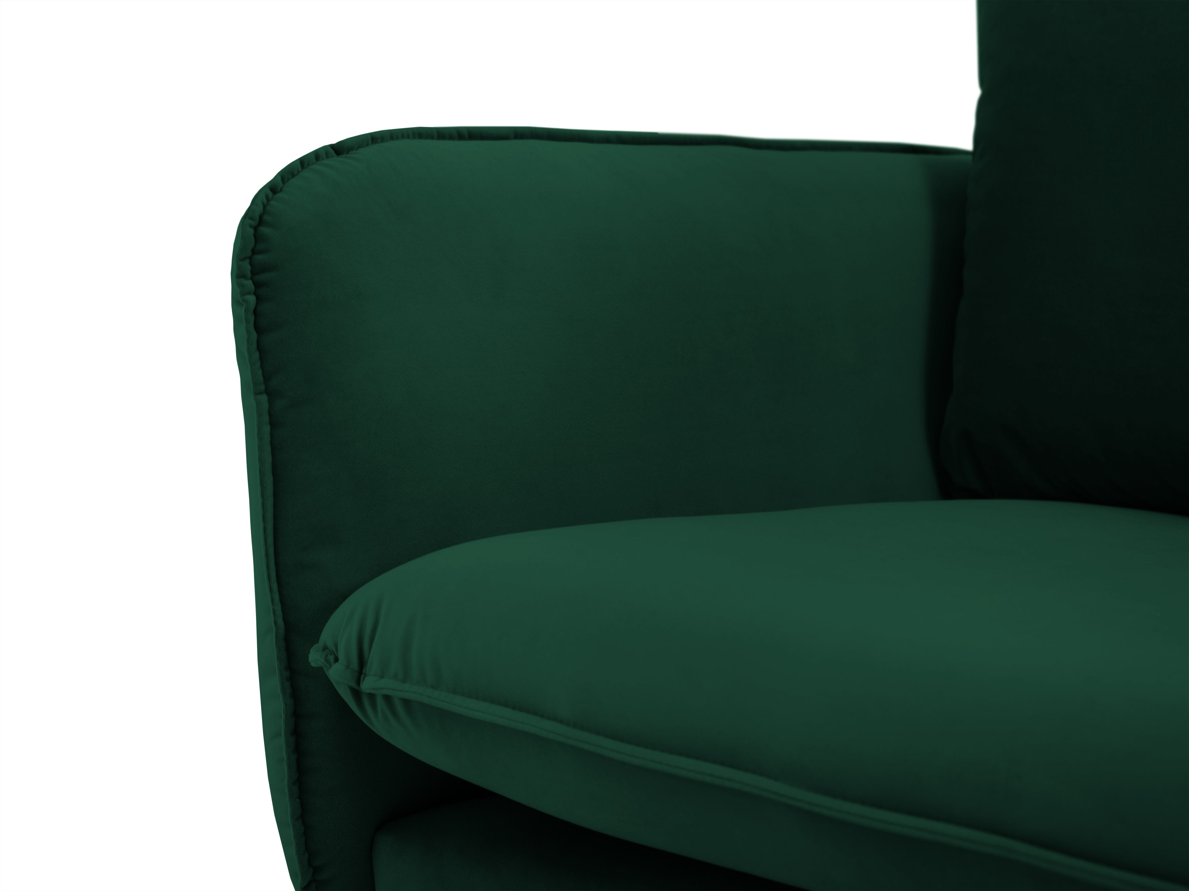 Panoramic Velvet Sofa for 6 People VIENNA in Bottle Green with Black Base