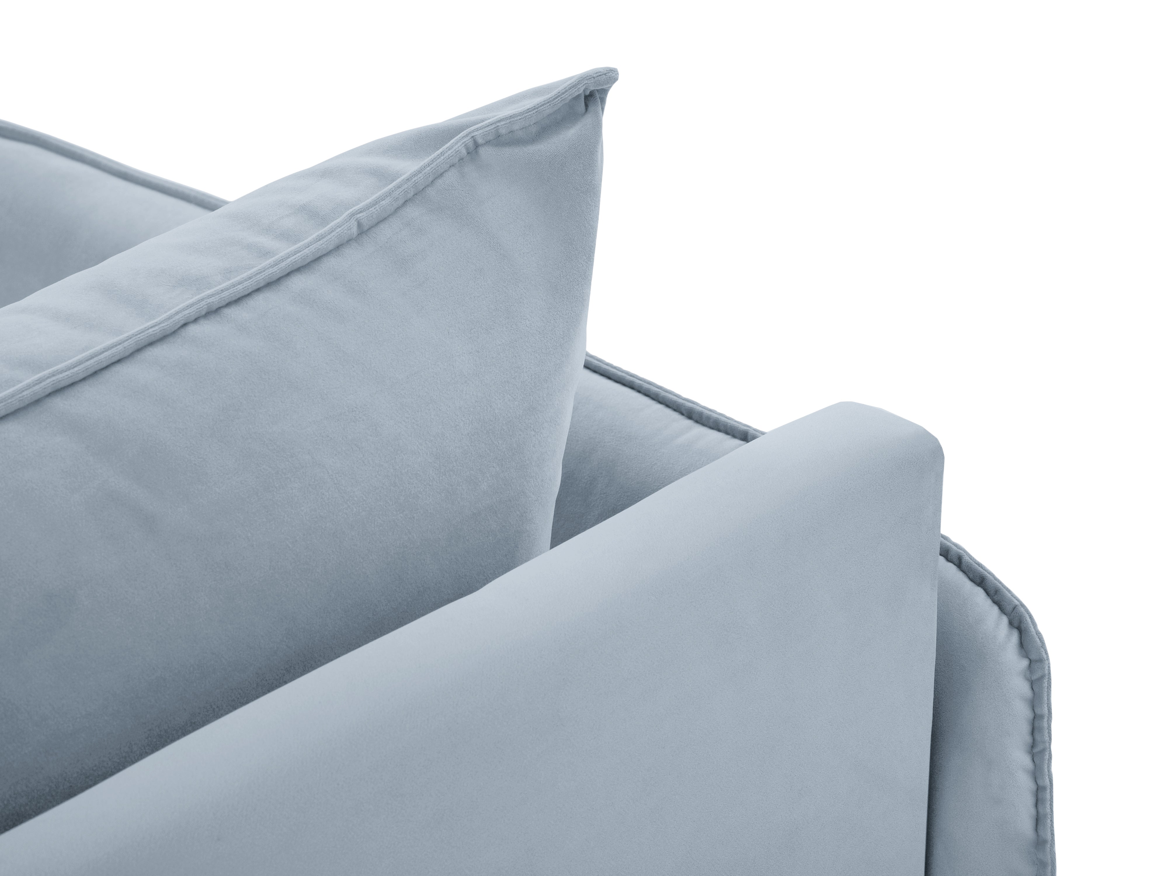 Velvet Left-Arm Chaise Lounge VIENNA Light Blue with Gold Base