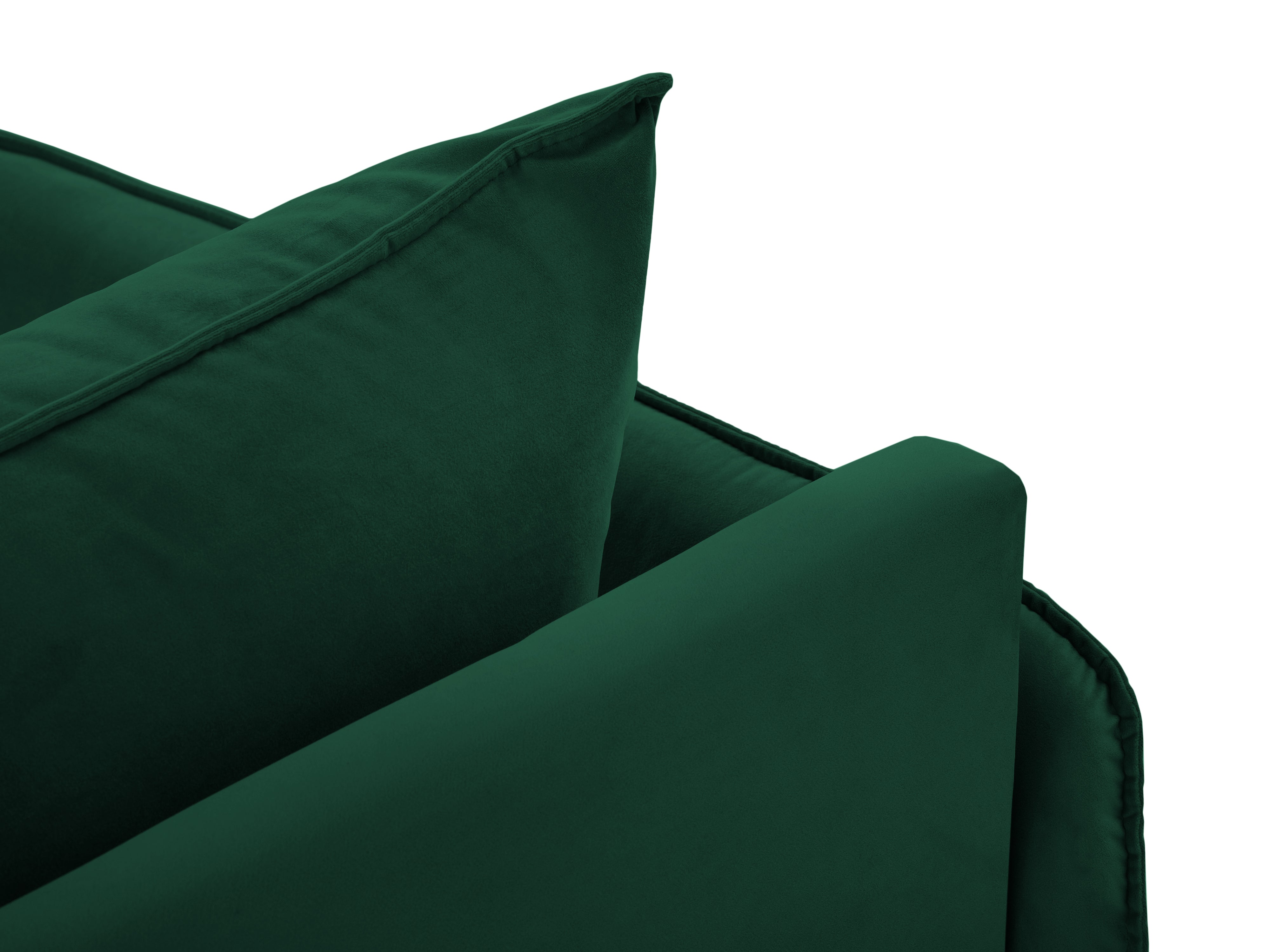 Left-facing velvet chaise longue VIENNA in bottle green with a black base
