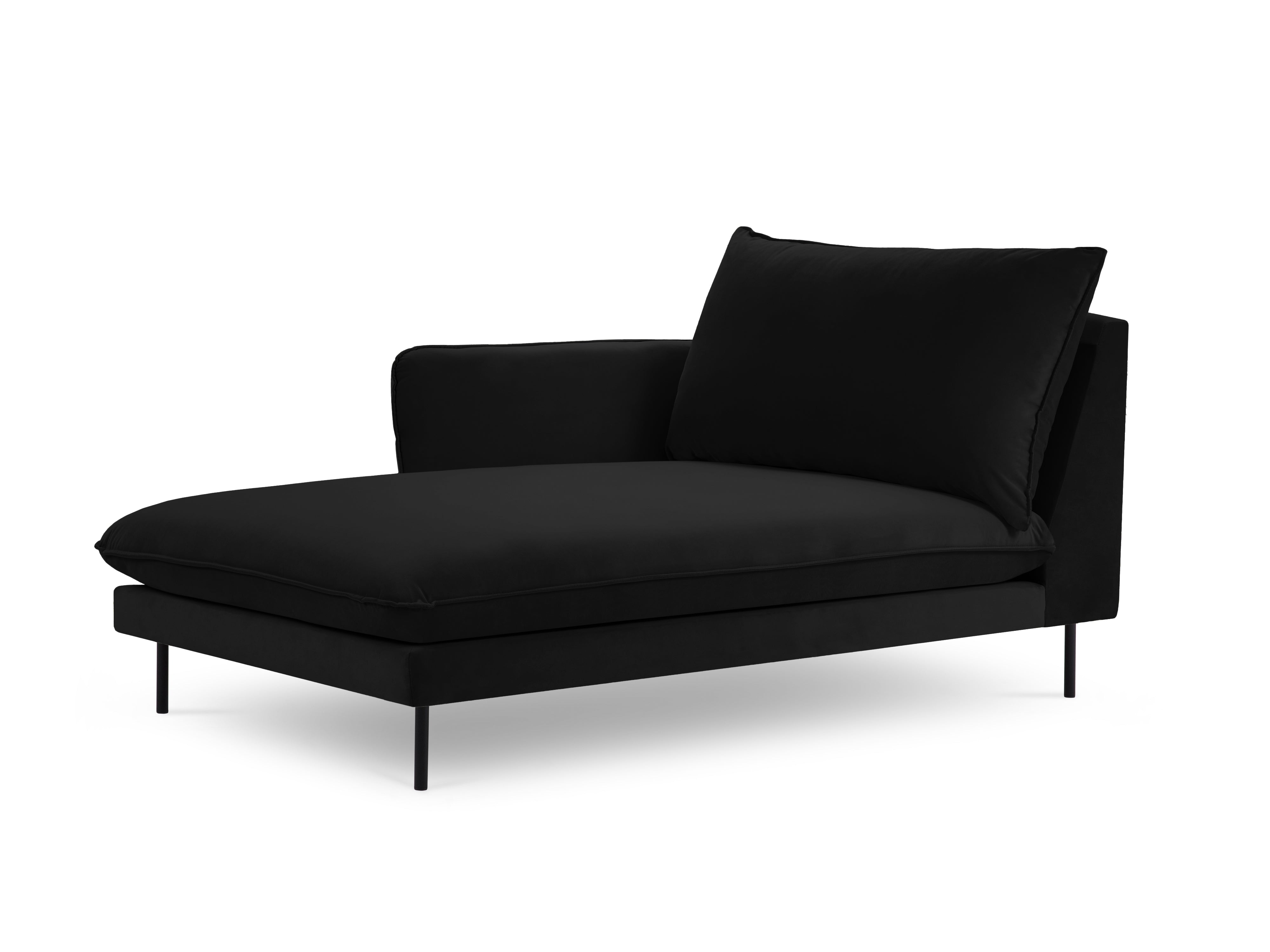 Left-facing velvet chaise longue VIENNA black with black base