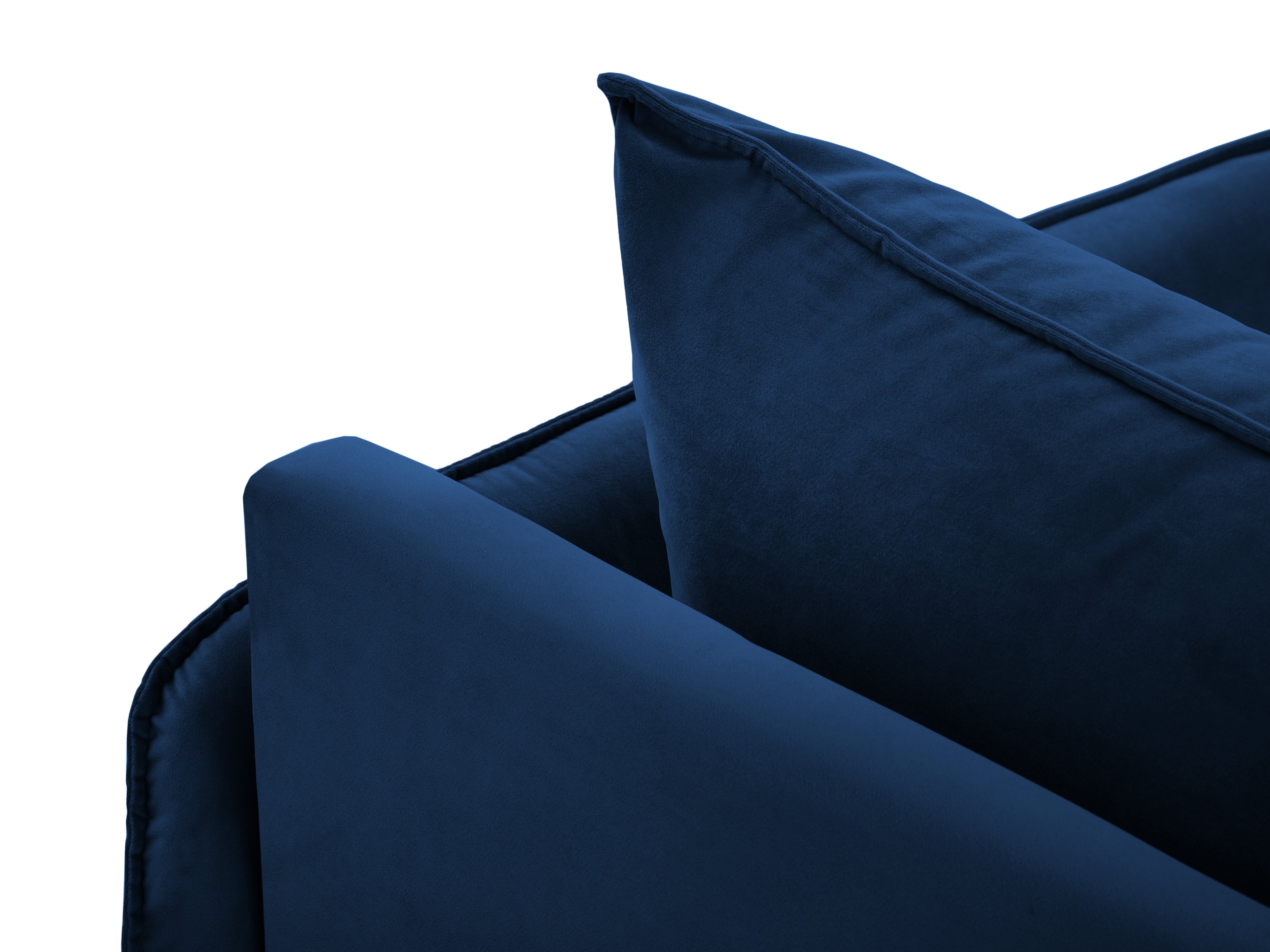 Right-facing velvet chaise longue VIENNA in royal blue with a black base