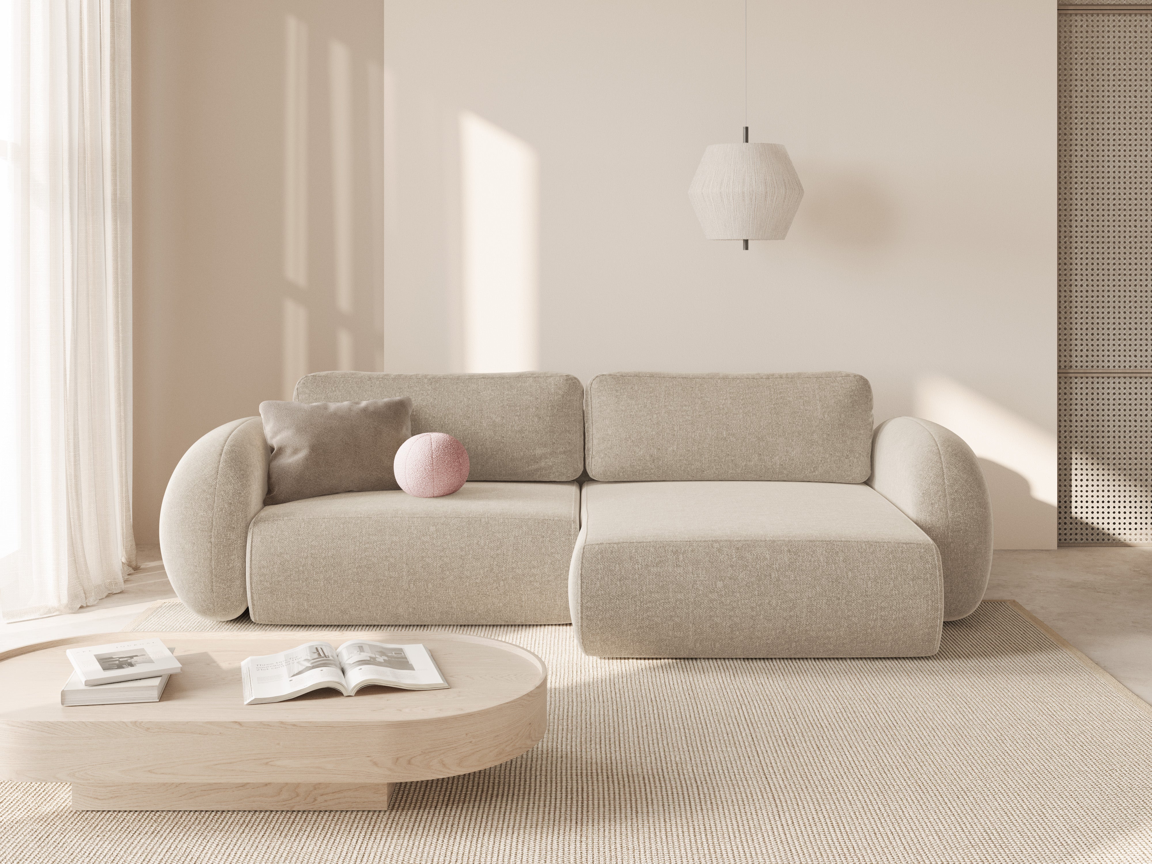 Universal corner sofa with sleeping function for 4 people TONALE sand