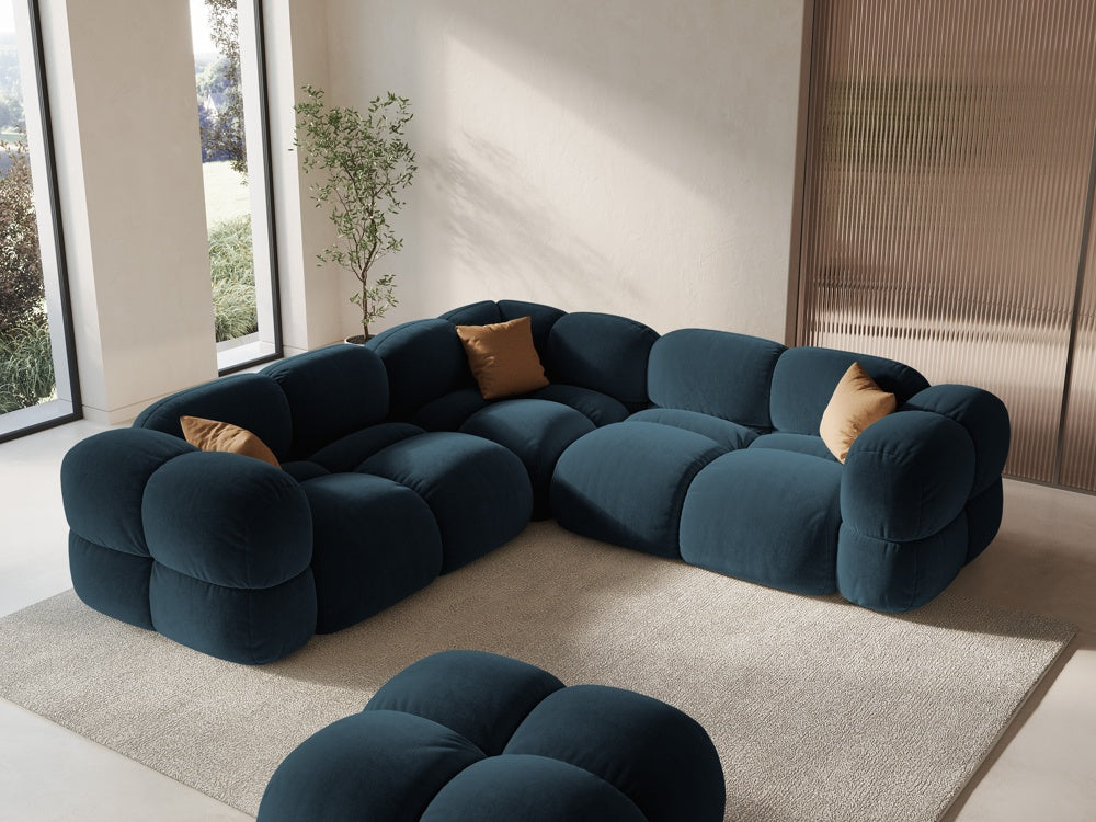 Symmetrische Samt-Eckcouch LORETTO petrol