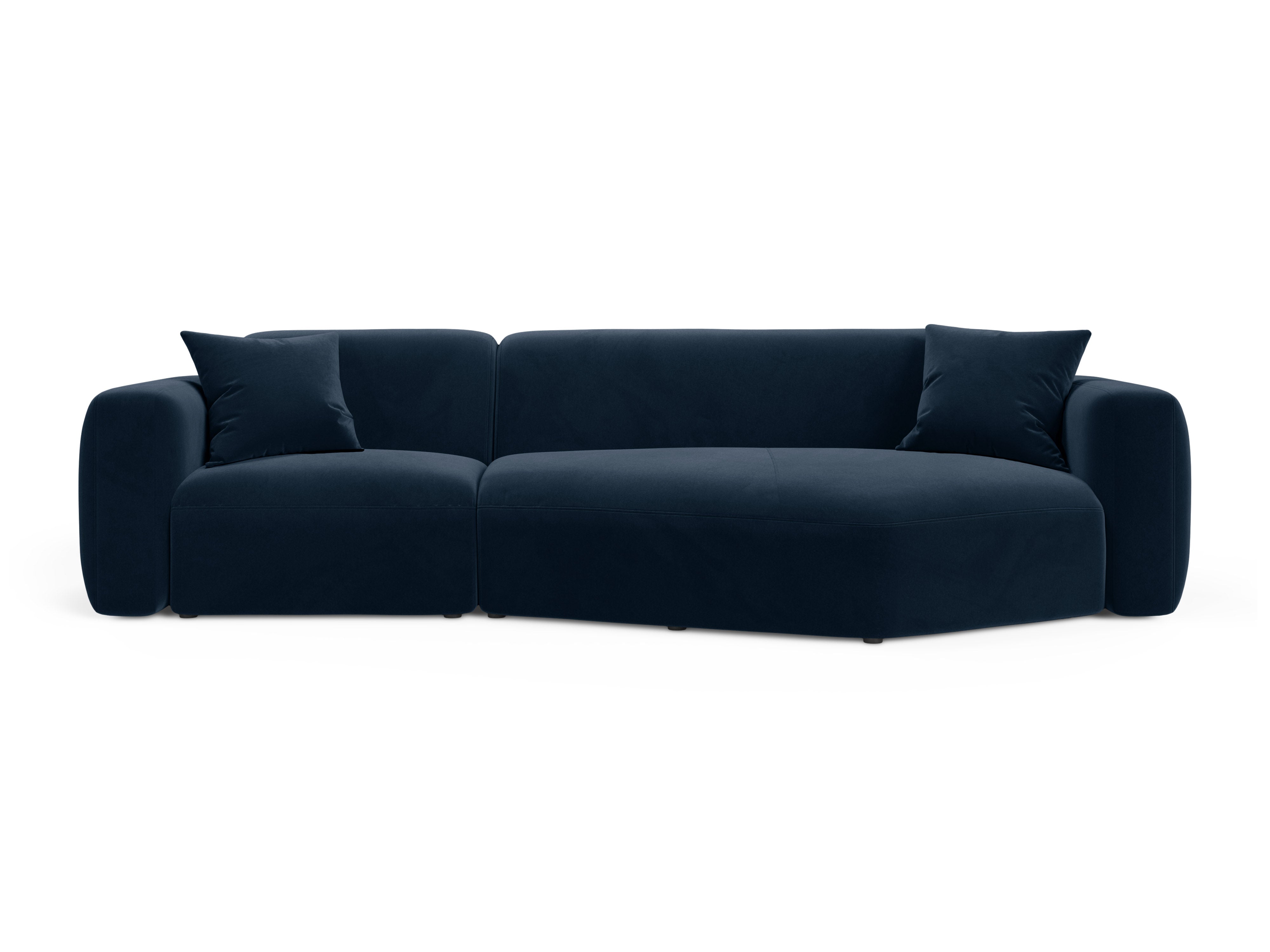 Samt-Ecksofa rechts STRINO in Marineblau