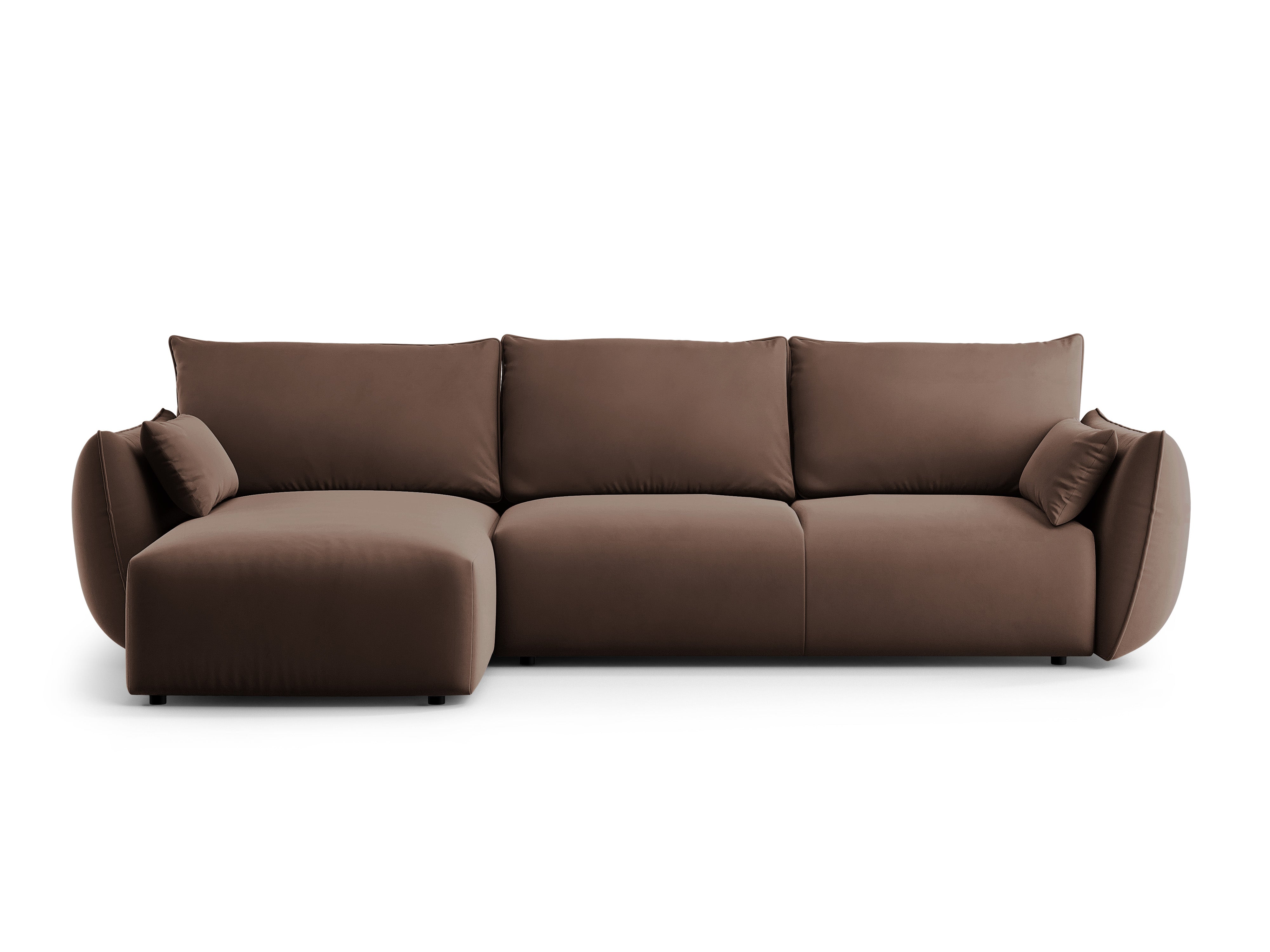 Linkes Samt-Ecksofa mit Schlaffunktion MATERA schokolade