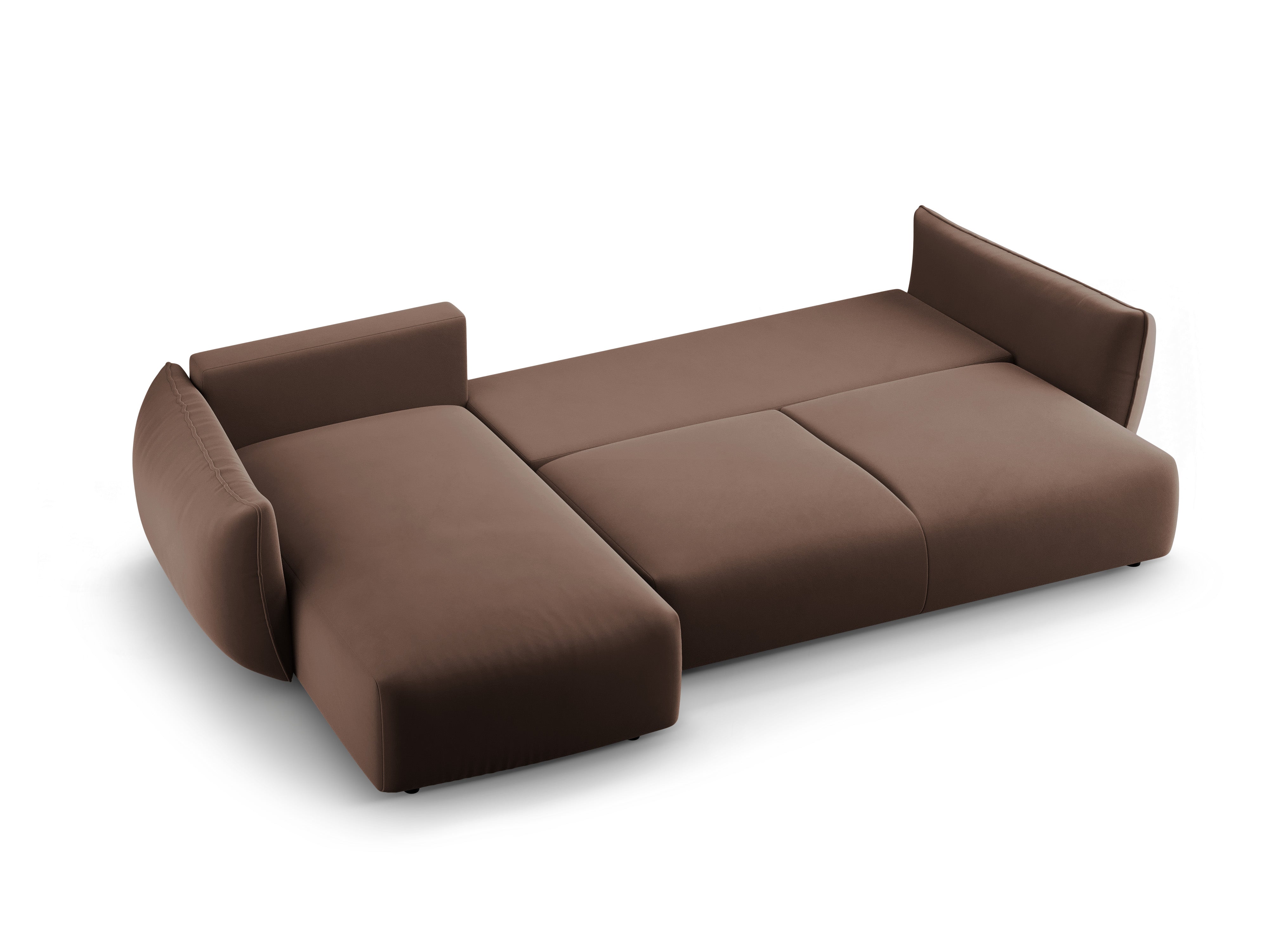 Linkes Samt-Ecksofa mit Schlaffunktion MATERA schokolade
