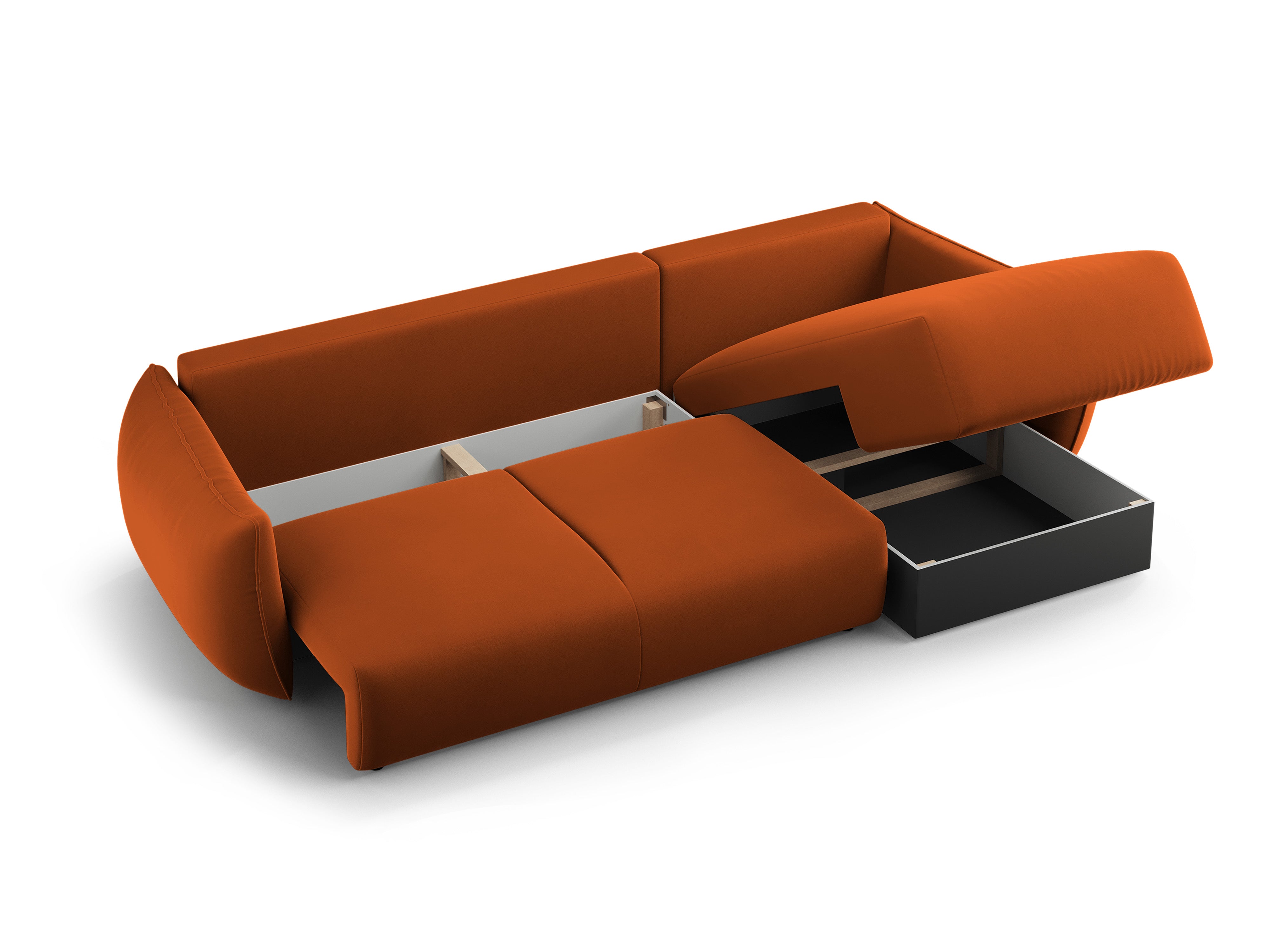 Linkes Samt-Ecksofa mit Schlaffunktion MATERA Ziegel