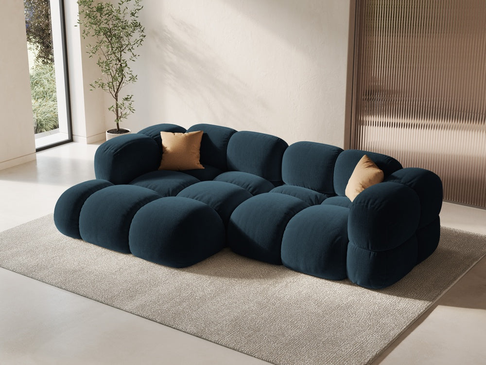 Samt-Ecksofa 3-sitzig links LORETTO petrol