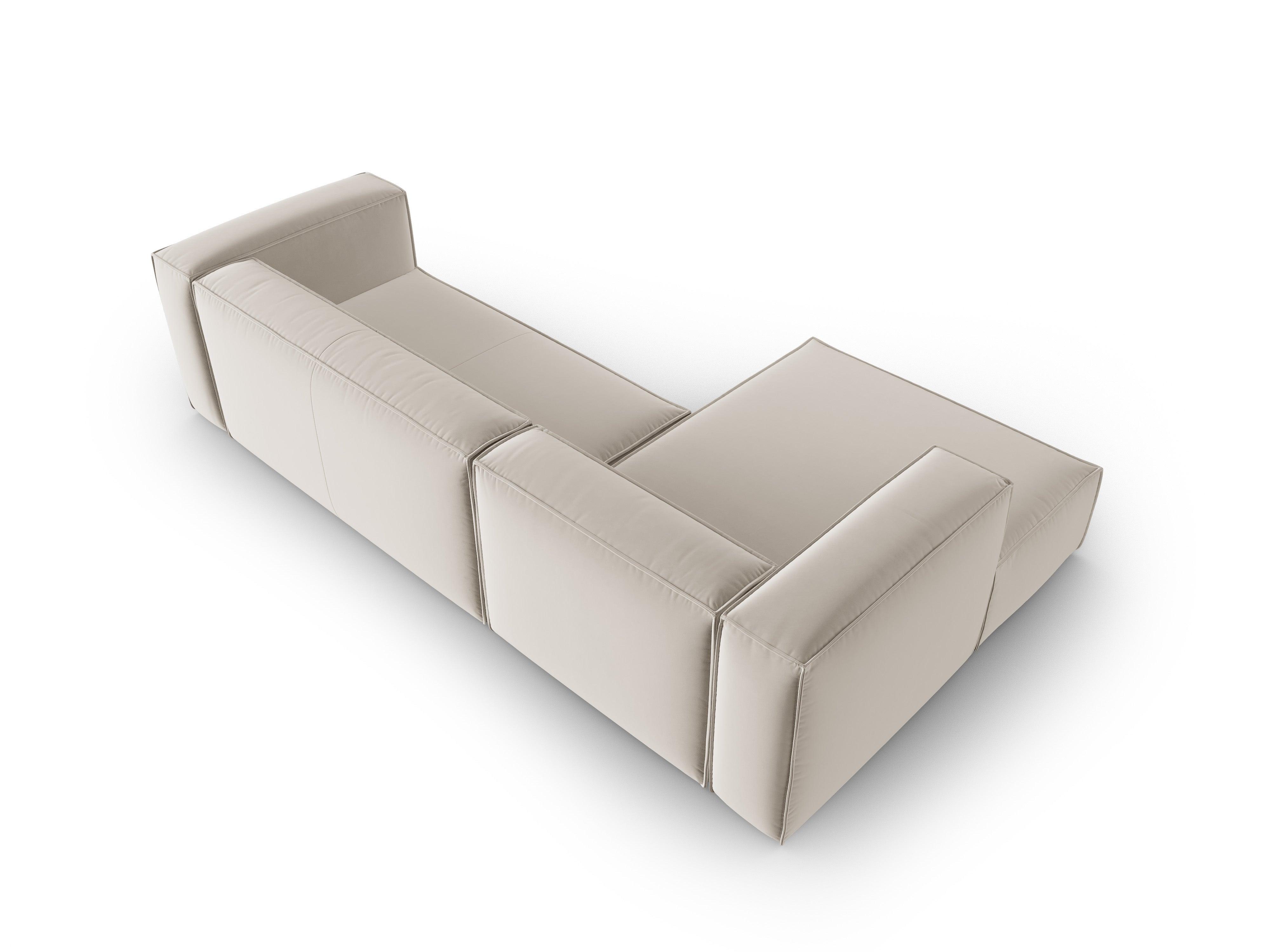 Corner velvet 4-seater left MACKAY light beige