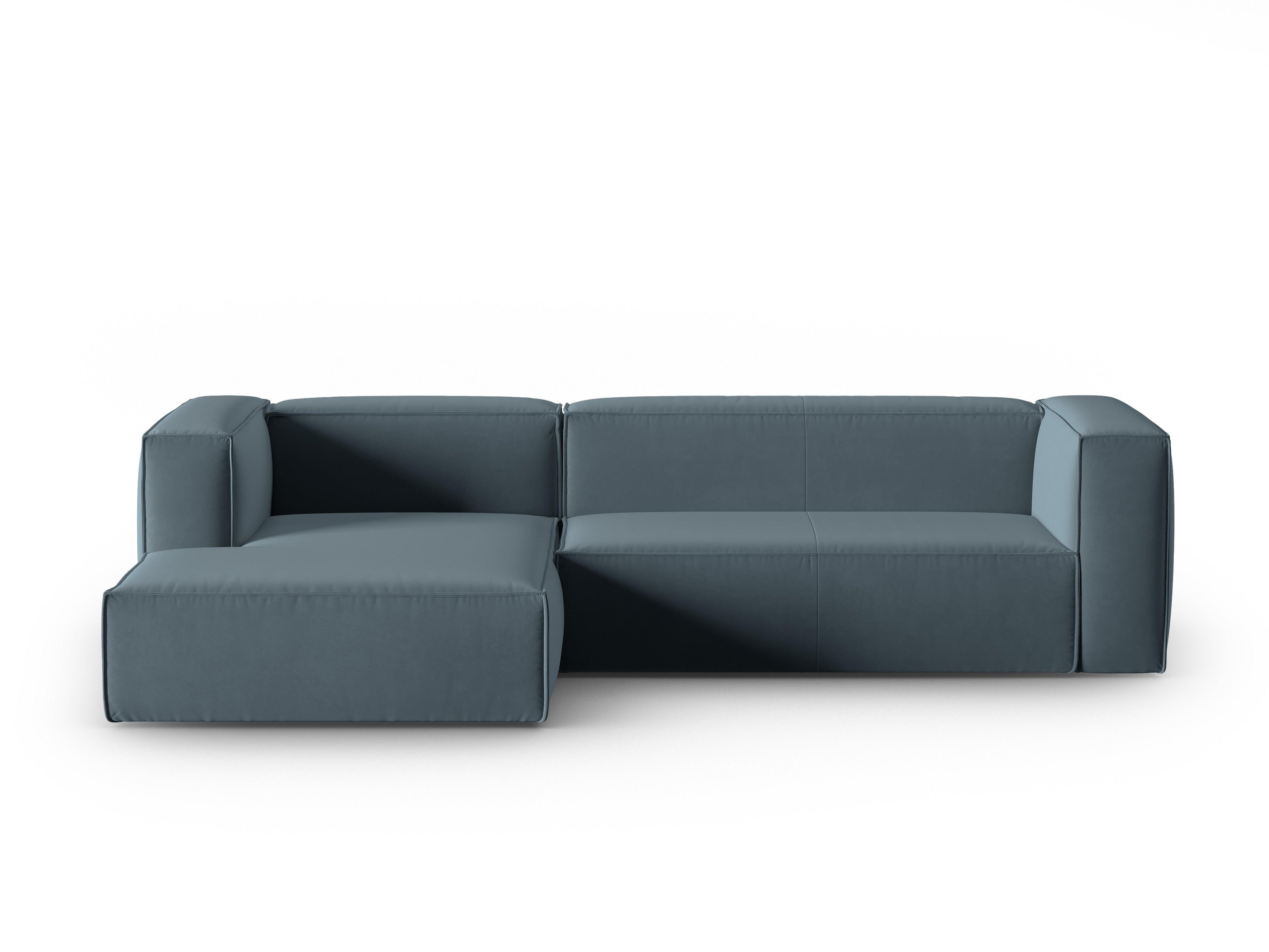 Corner velvet 4-seater left MACKAY blue