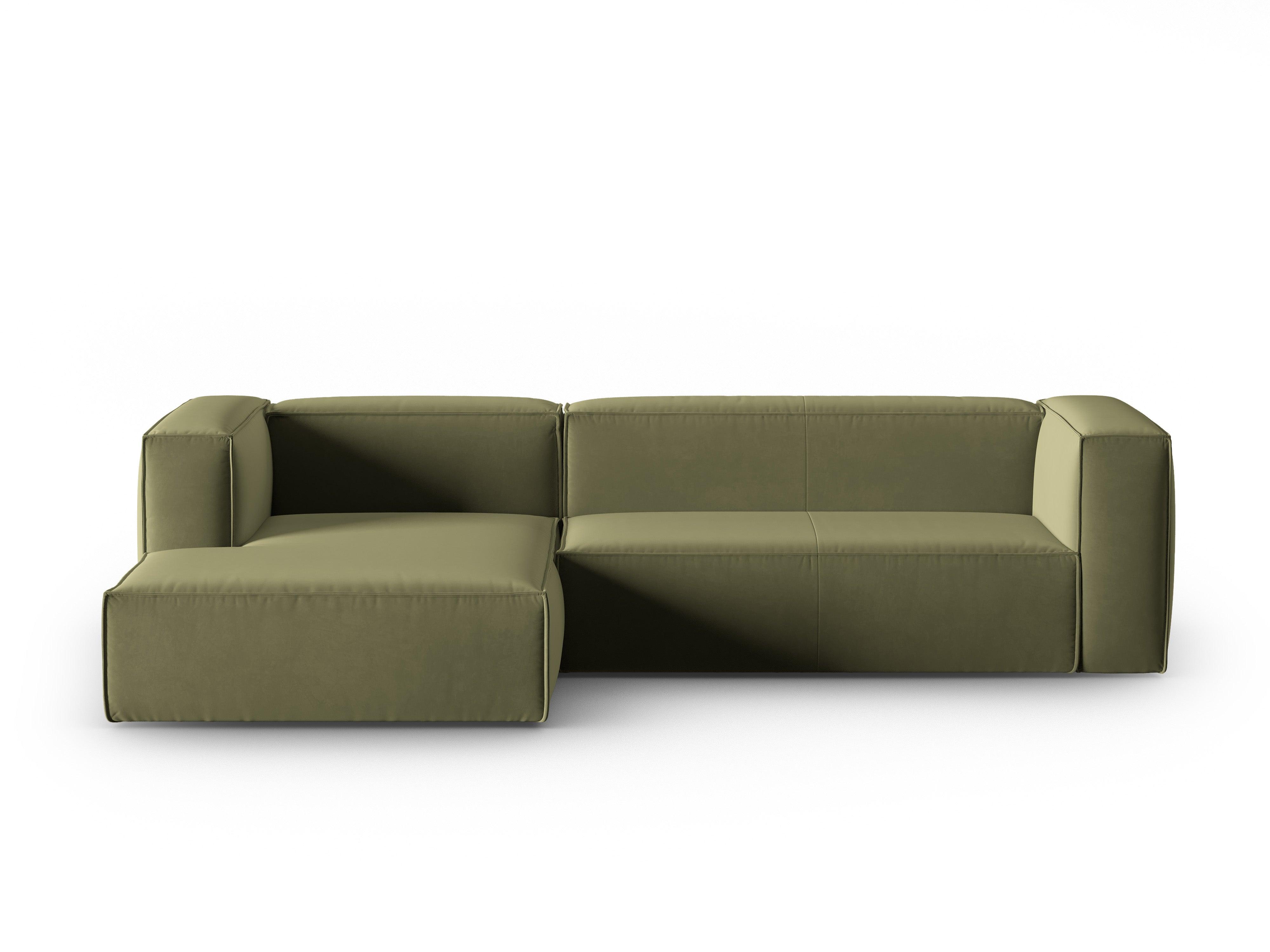 Corner velvet 4-seater left MACKAY light green