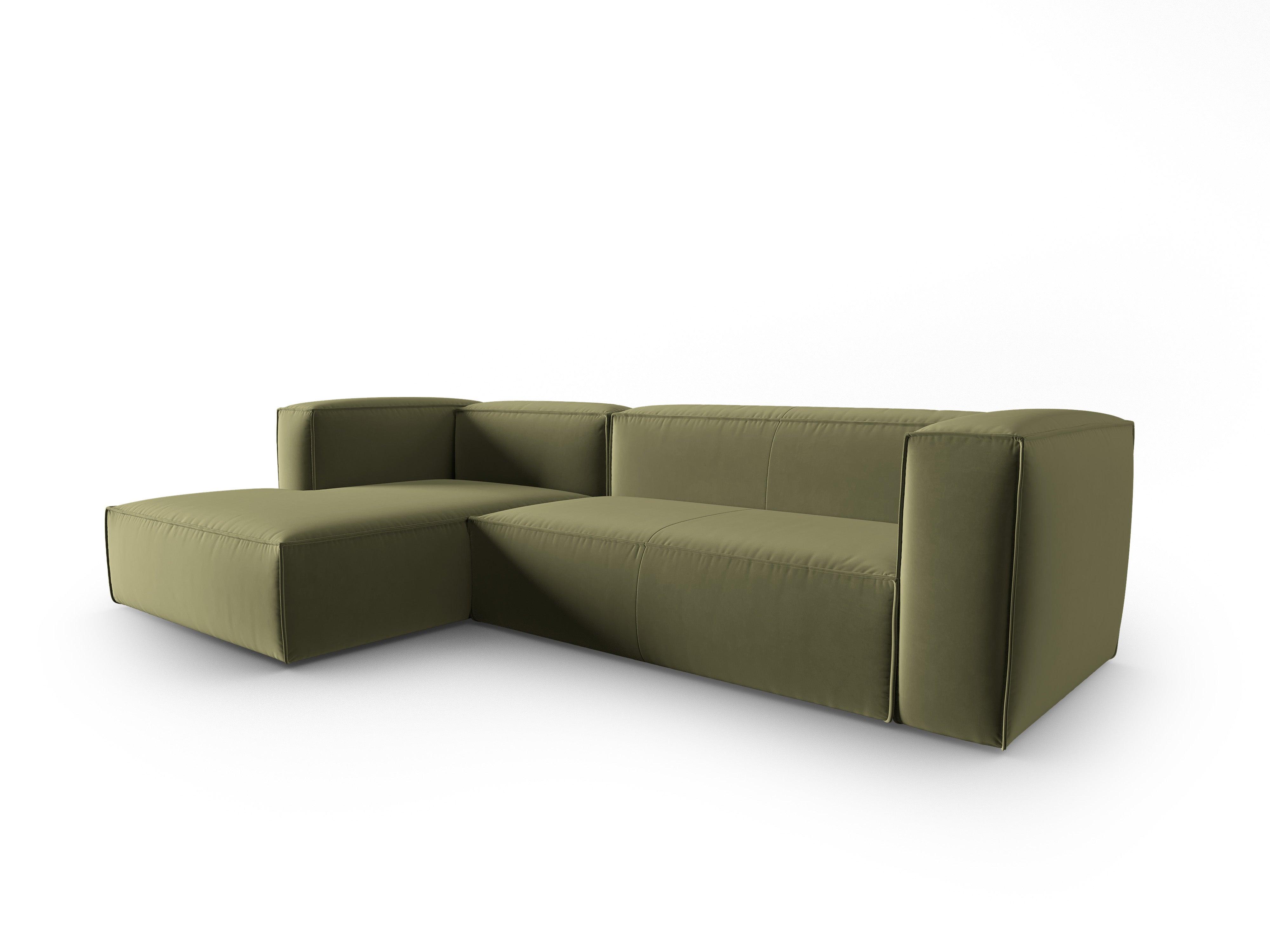 Corner velvet 4-seater left MACKAY light green