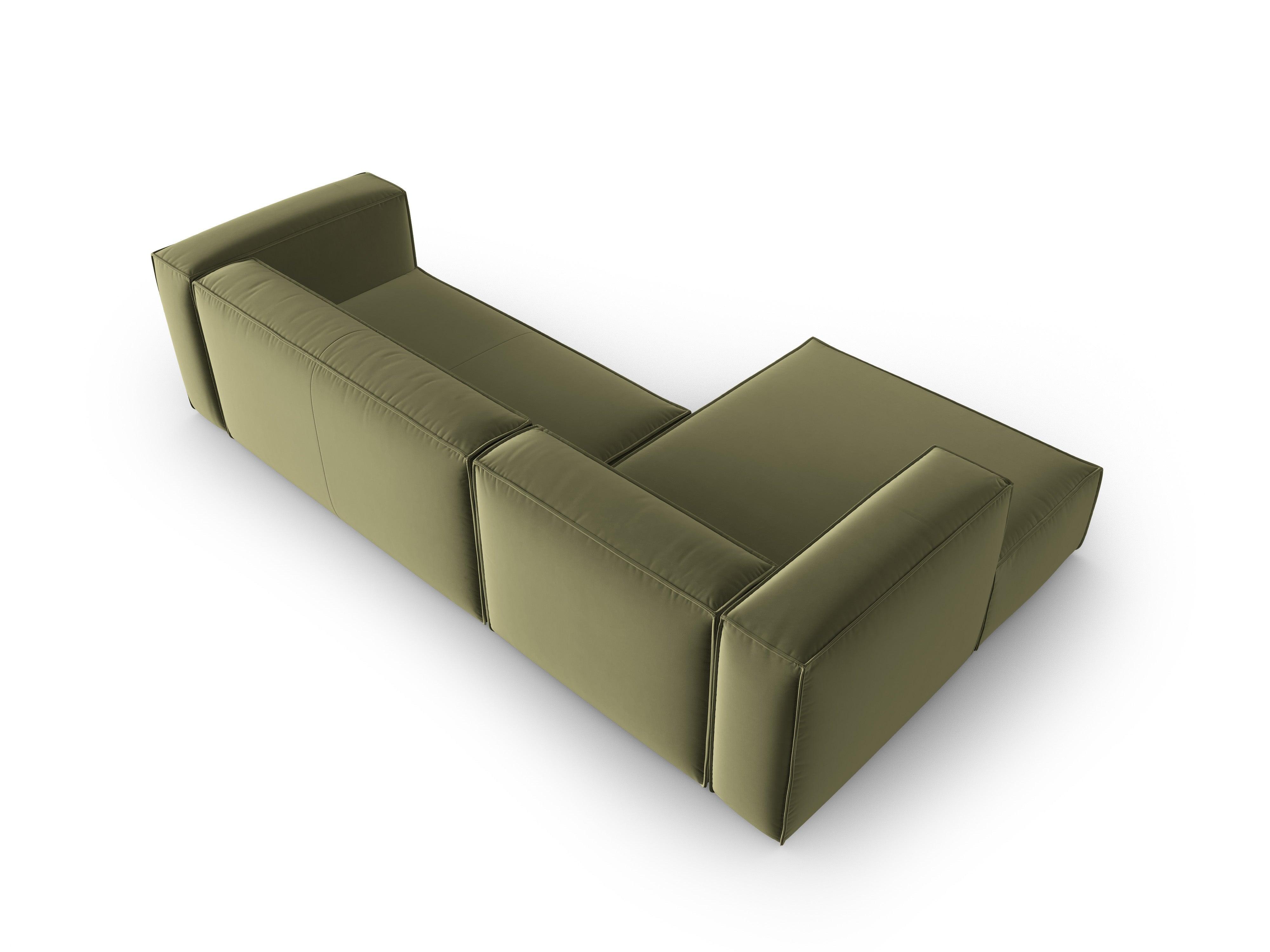 Corner velvet 4-seater left MACKAY light green