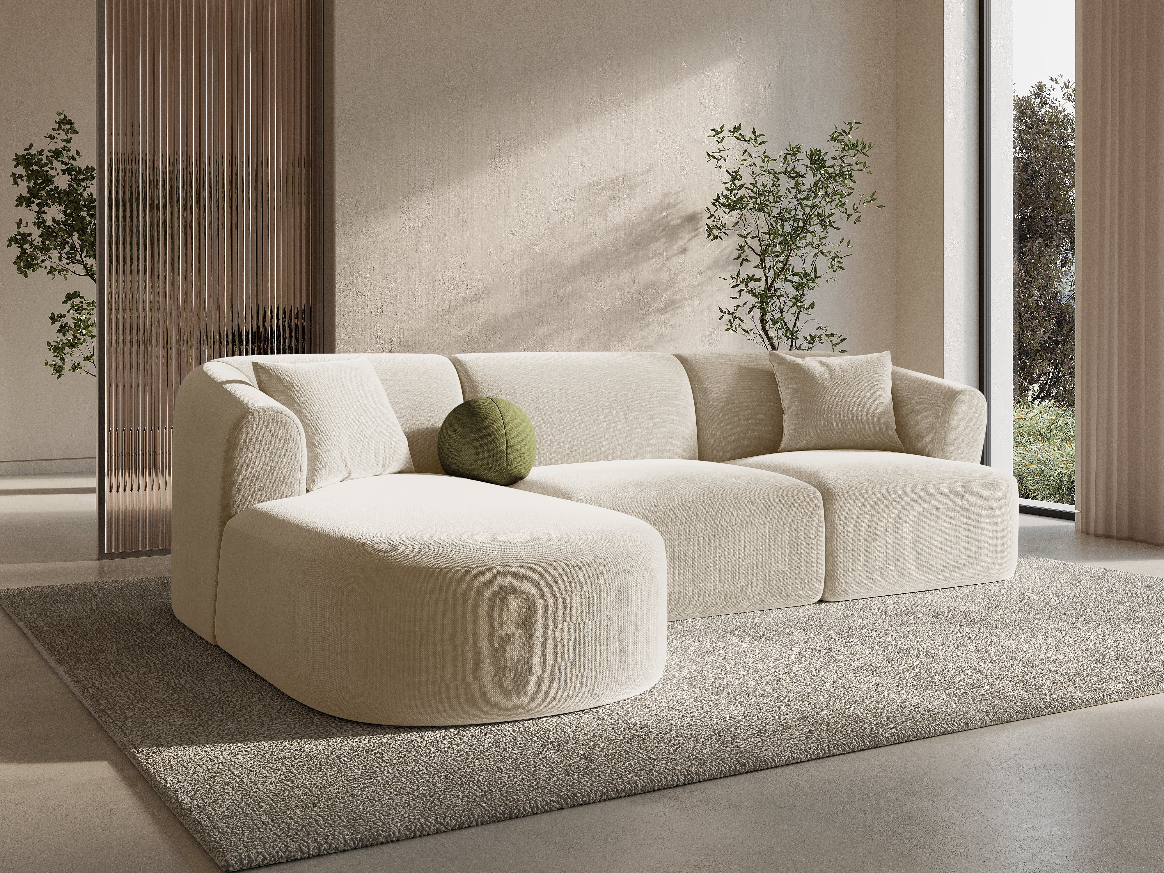 Right-facing 4-seater sofa CAMPI black chenille