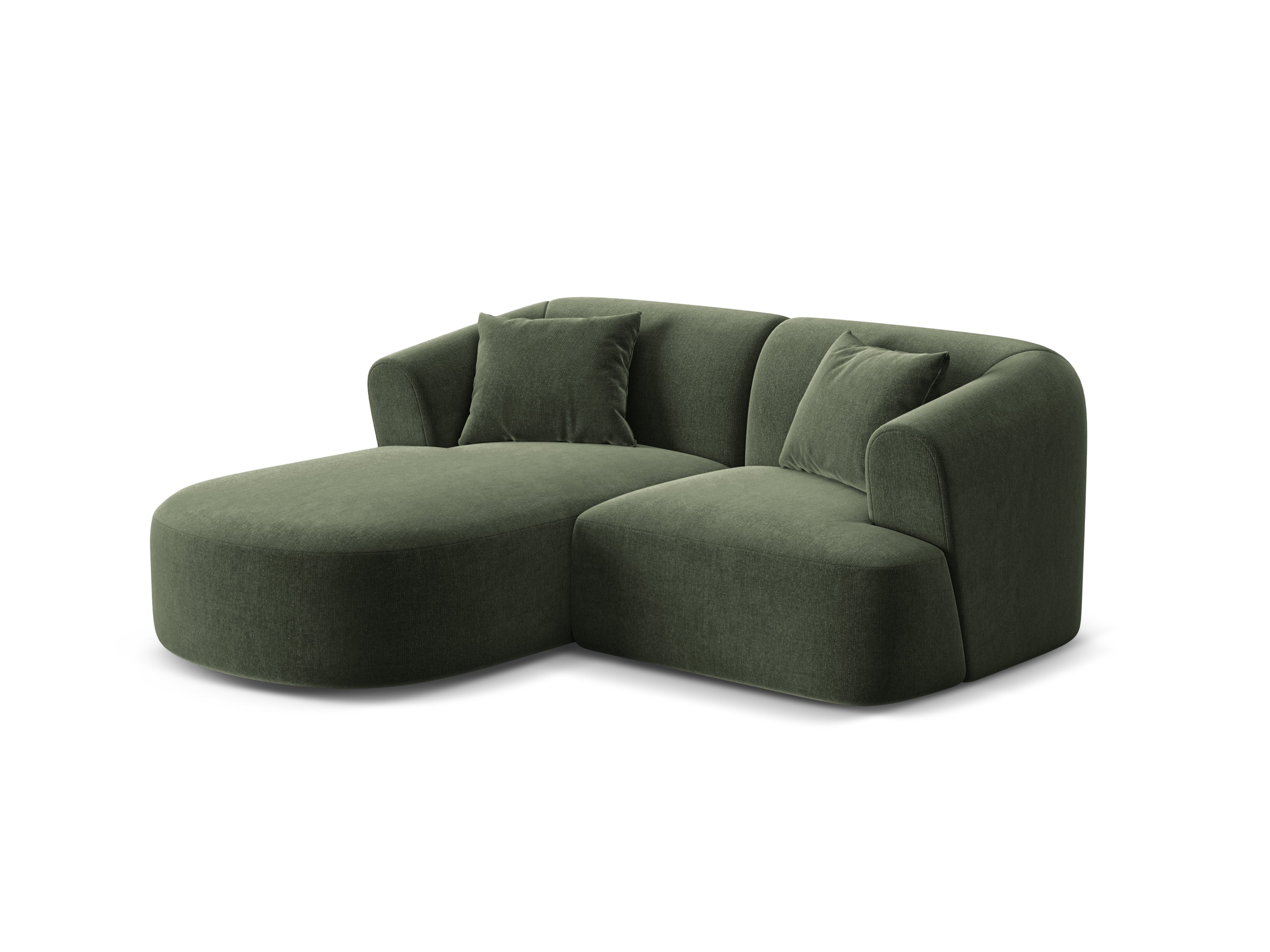 Green left-sided velvet 3-seater sofa CAMPI