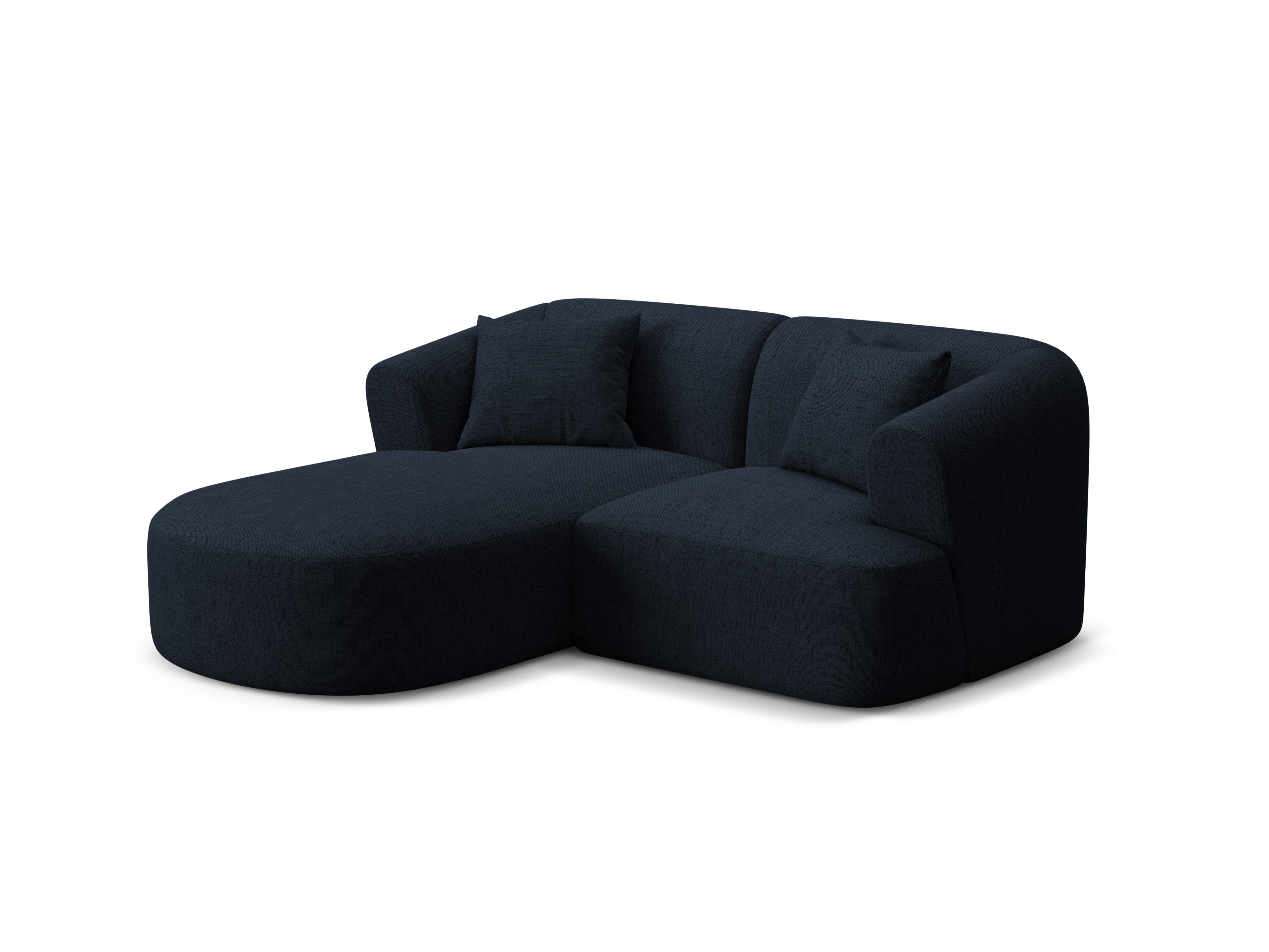 Left-facing 3-seater sofa CAMPI blue chenille