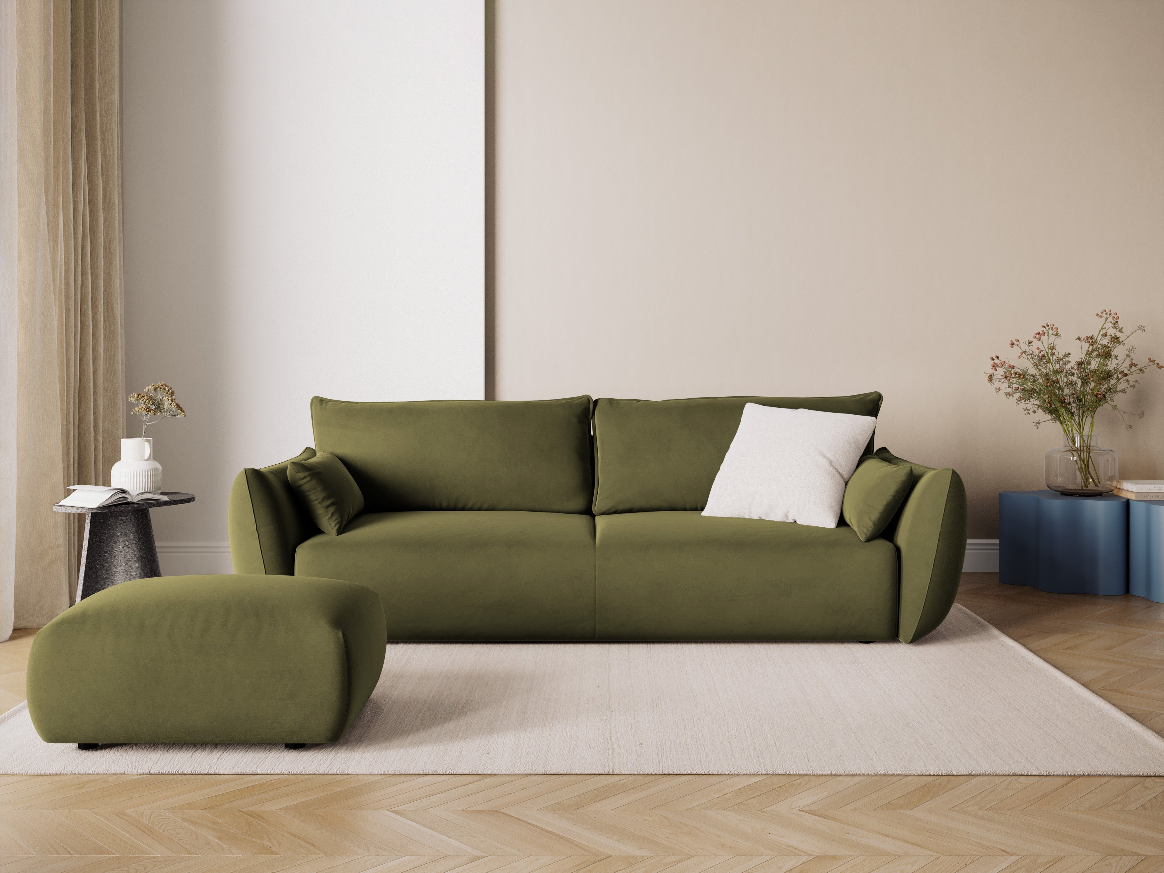 MATERA Samtpouf oliv