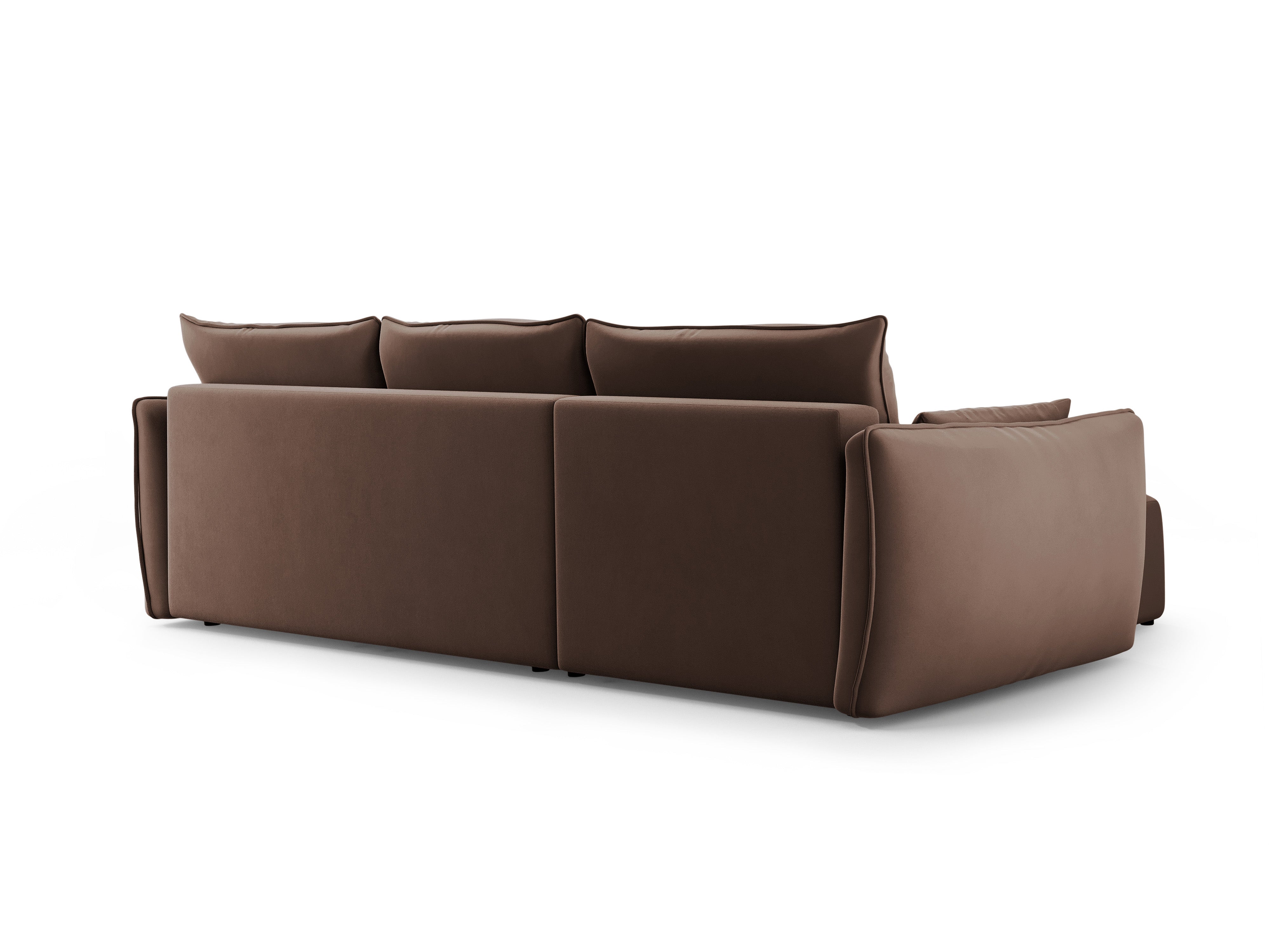 Rechtes Samt-Ecksofa mit Schlaffunktion MATERA schokolade