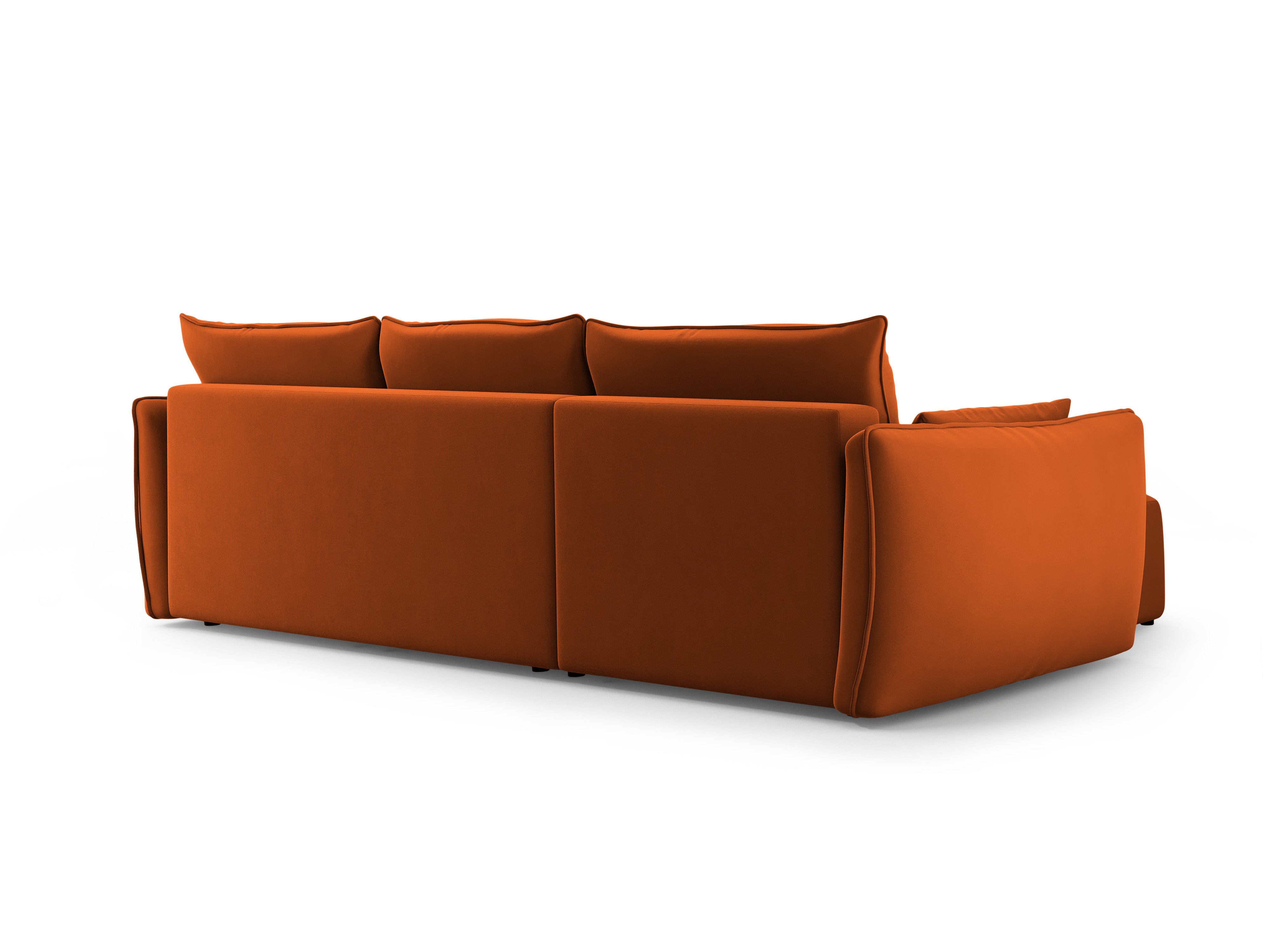 Rechtes Samt-Ecksofa mit Schlaffunktion MATERA Ziegel