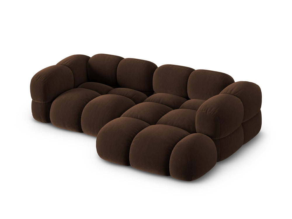 Samt-Ecksofa 3-sitzig rechts LORETTO schokoladenbraun