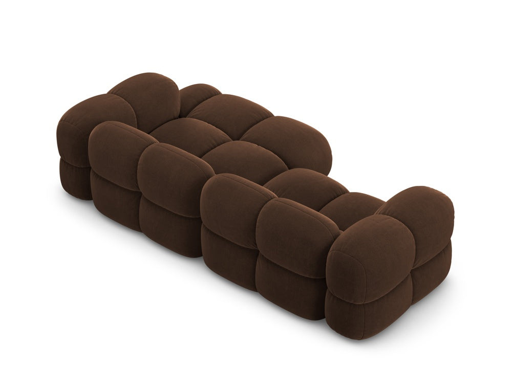 Samt-Ecksofa 3-sitzig rechts LORETTO schokoladenbraun