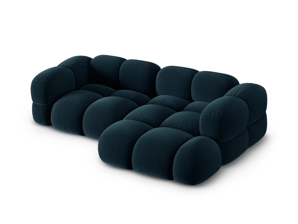 Samt-Ecksofa 3-sitzig rechts LORETTO petrol
