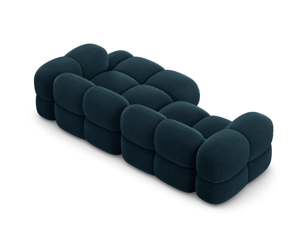 Samt-Ecksofa 3-sitzig rechts LORETTO petrol