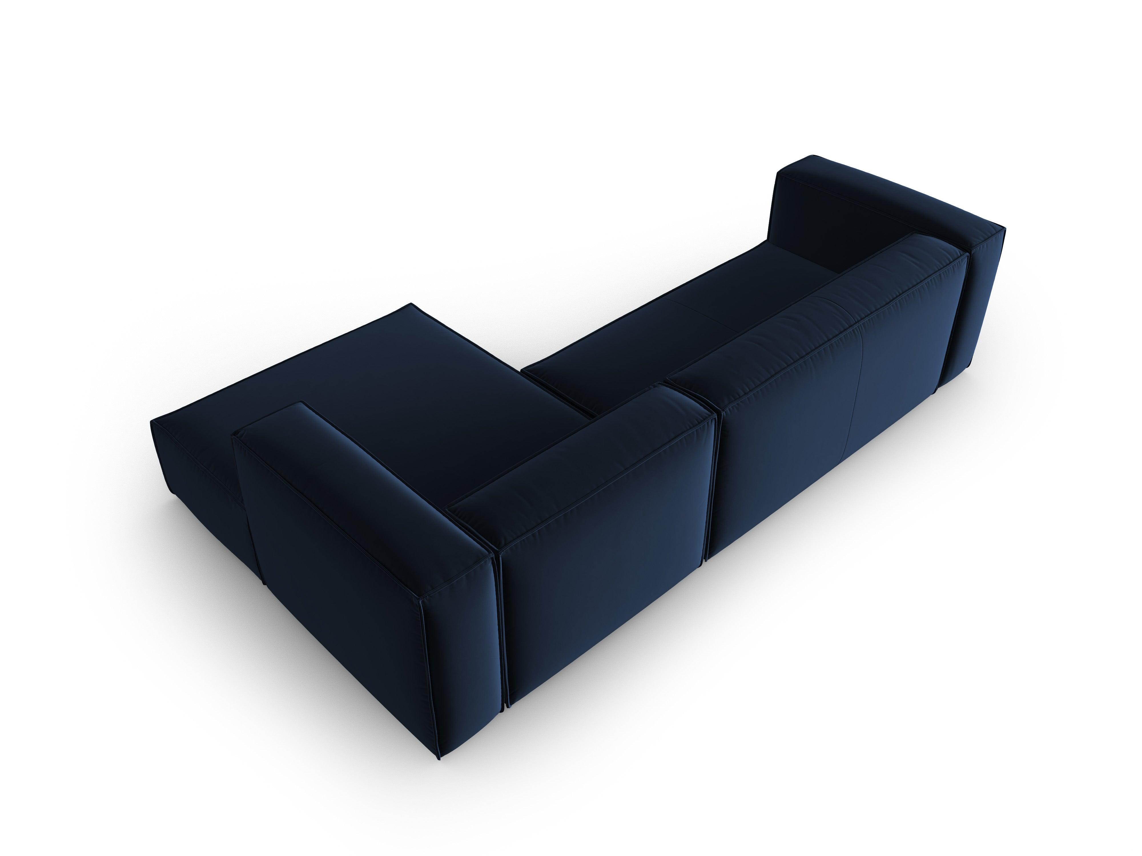 Corner velvet 4-seater right MACKAY royal blue