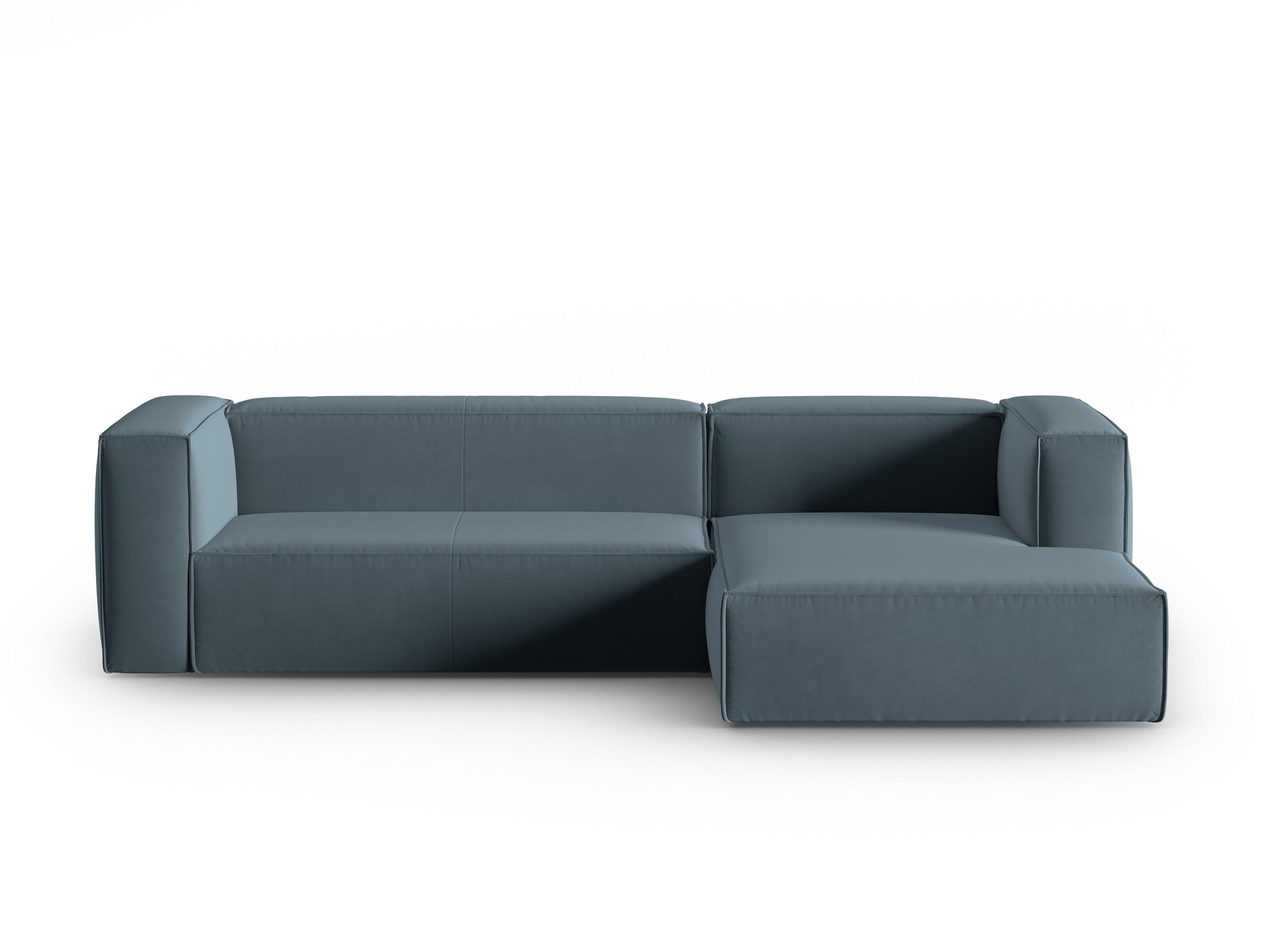 Corner velvet 4-seater right MACKAY blue