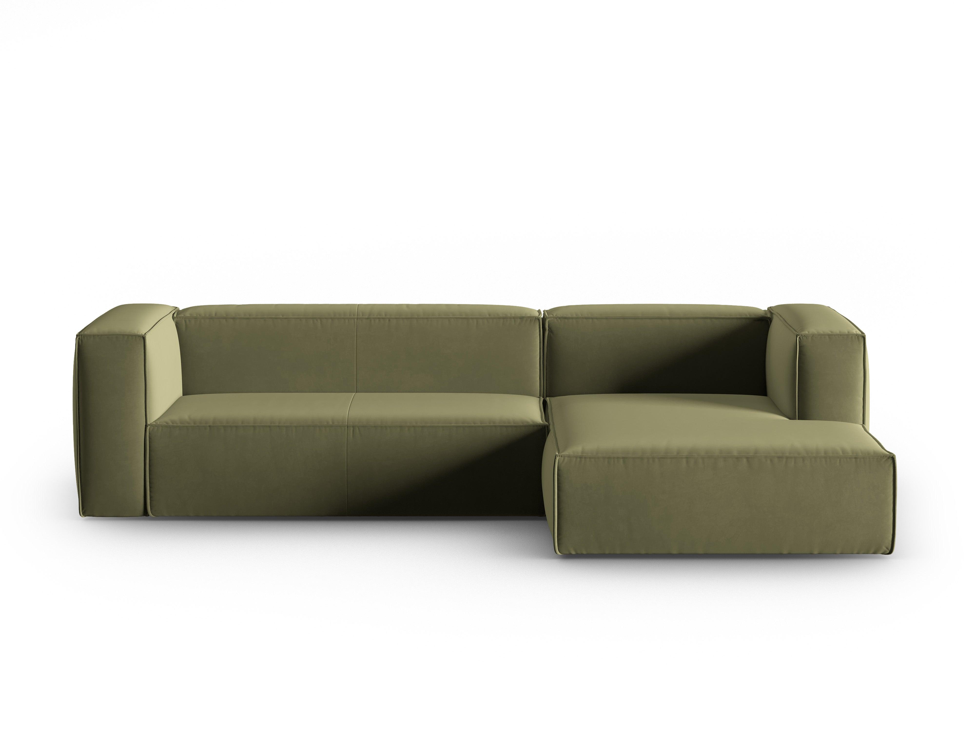 Corner velvet 4-seater right MACKAY light green