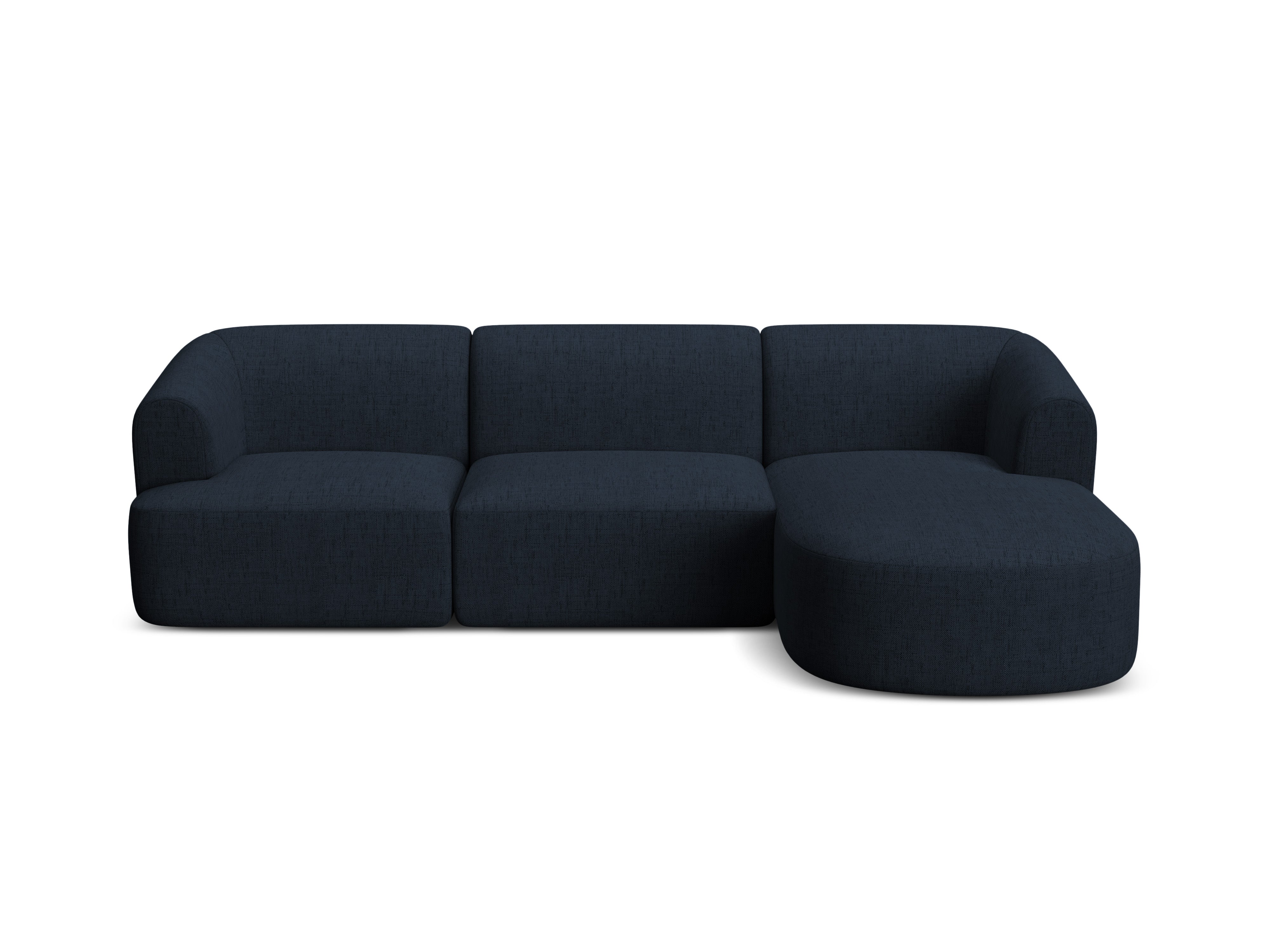 Right-facing 4-seater sofa CAMPI blue chenille
