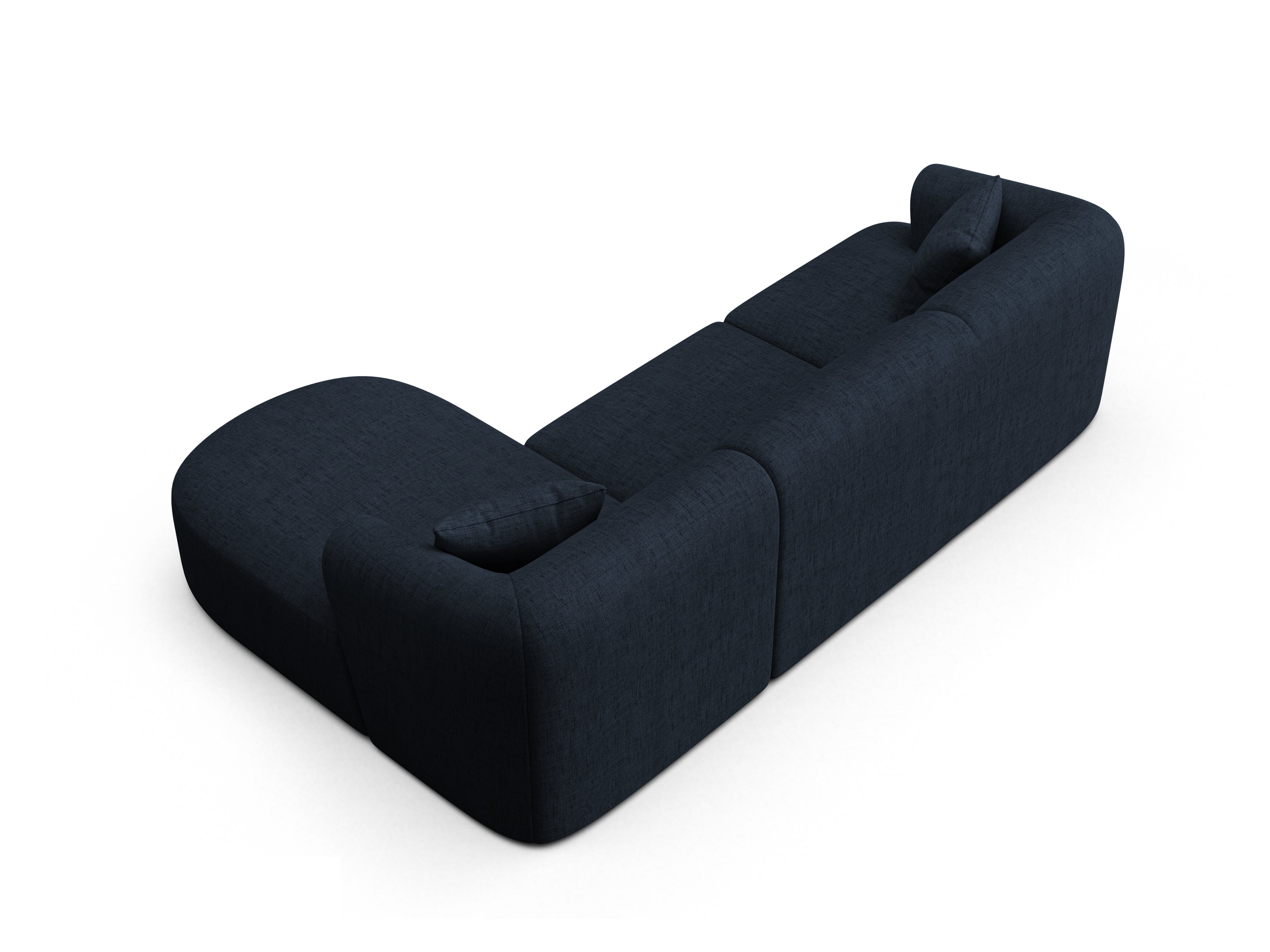 Right-facing 4-seater sofa CAMPI blue chenille