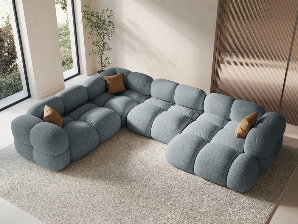 Left-facing U-shaped sofa LORETTO pastel blue