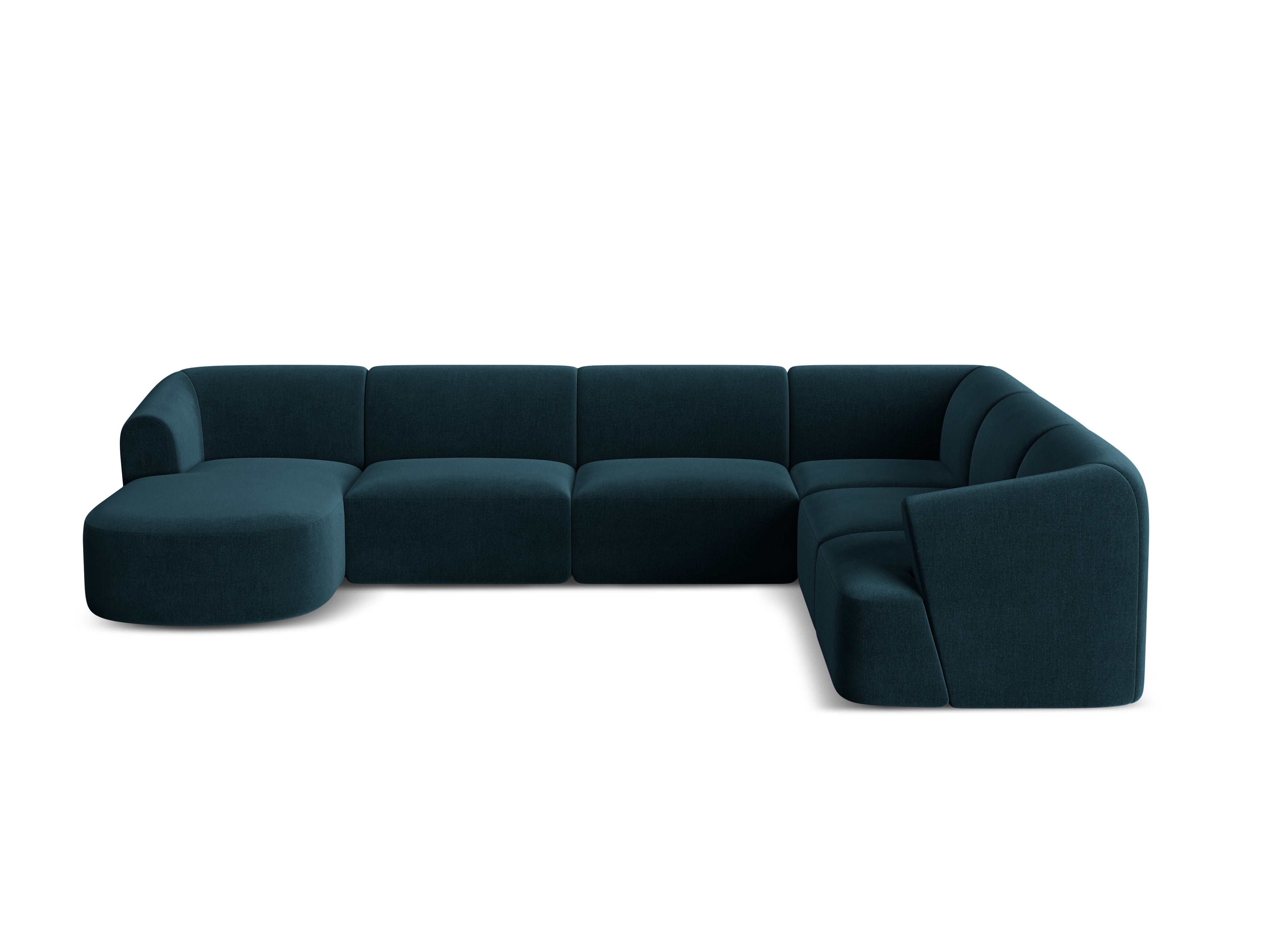 Right-facing velvet panoramic corner sofa for 7 people CAMPI petrol