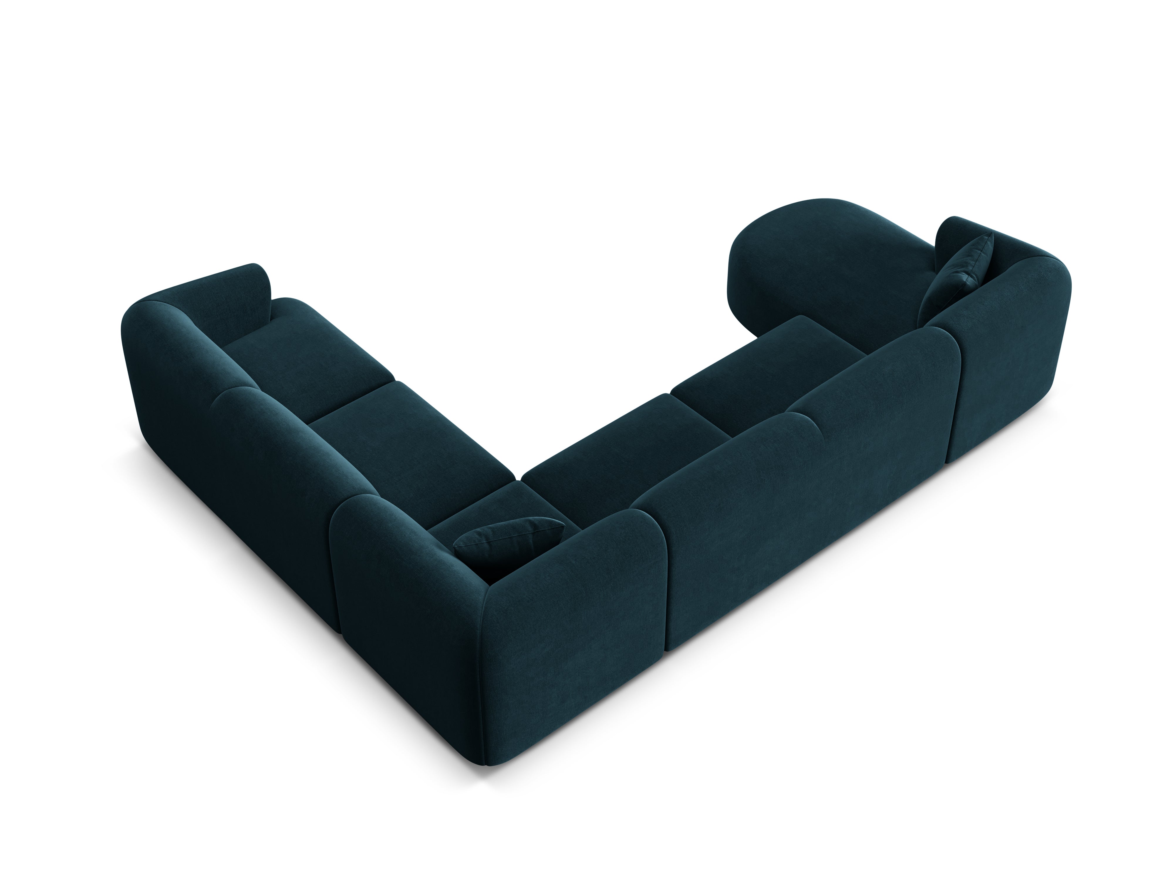 Right-facing velvet panoramic corner sofa for 7 people CAMPI petrol